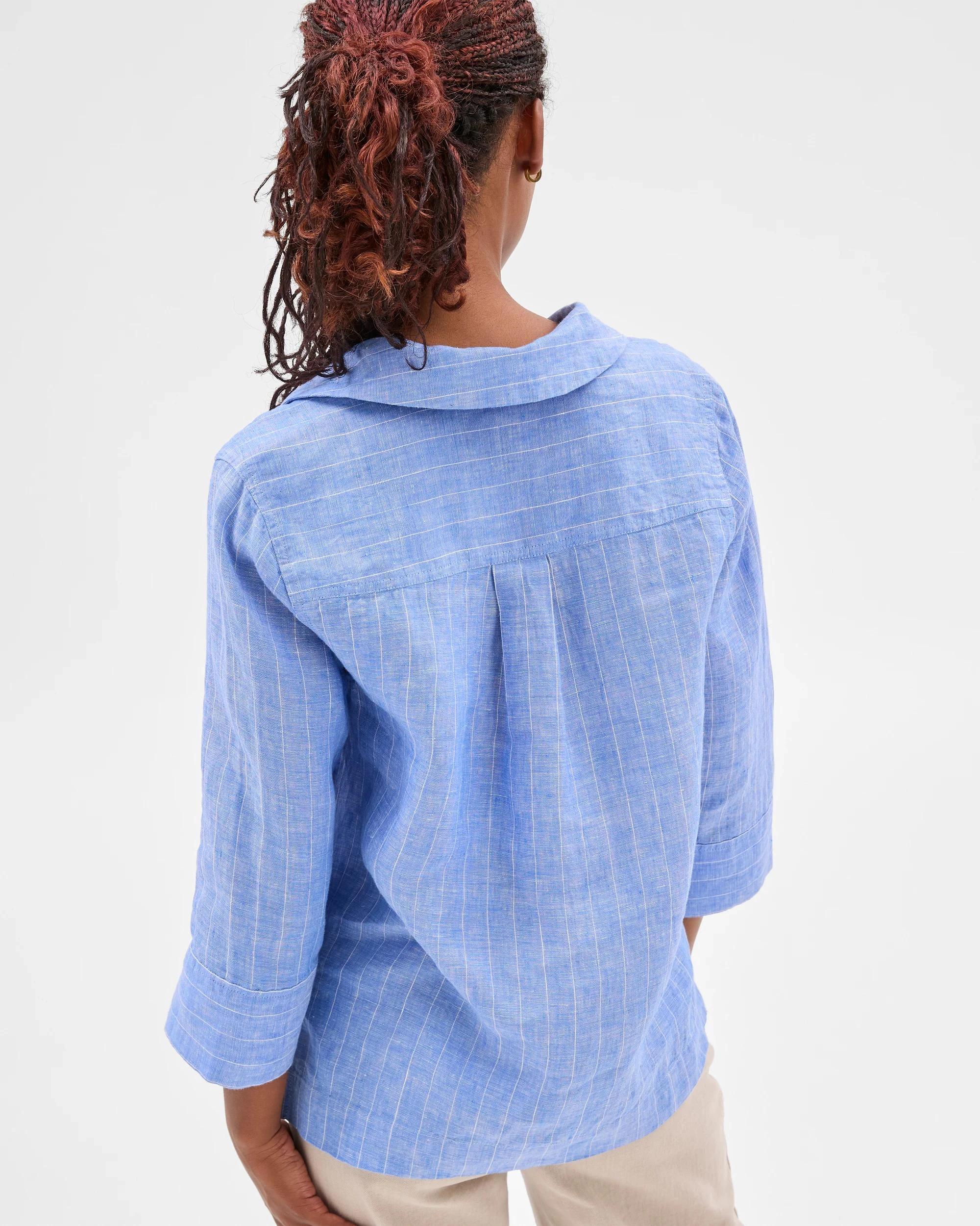 8 Target Petites Petites European Linen Popover Shirt BOLD BLUE STRIPE, 8 of 8