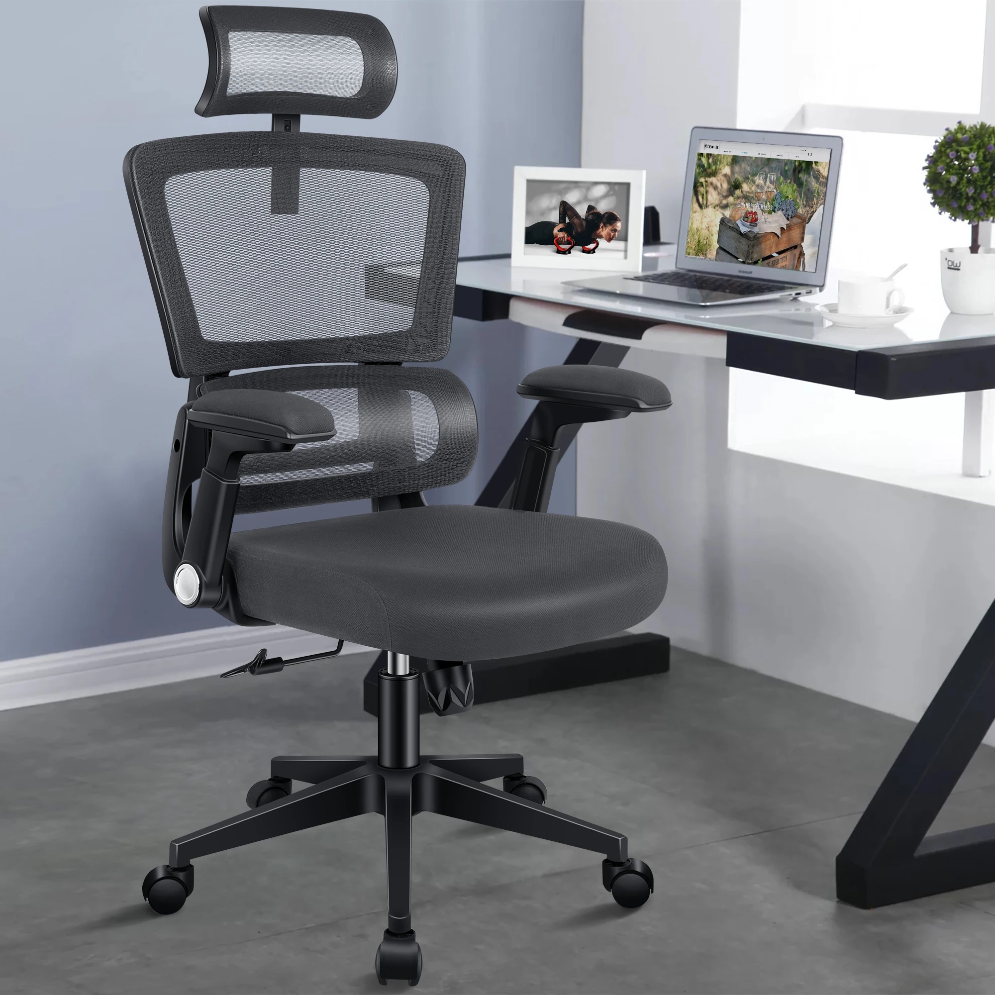 2 Alfordson Mesh Office Chair Executive Computer Gaming Seat Tilt Study Work - Grey, 2 of 10
