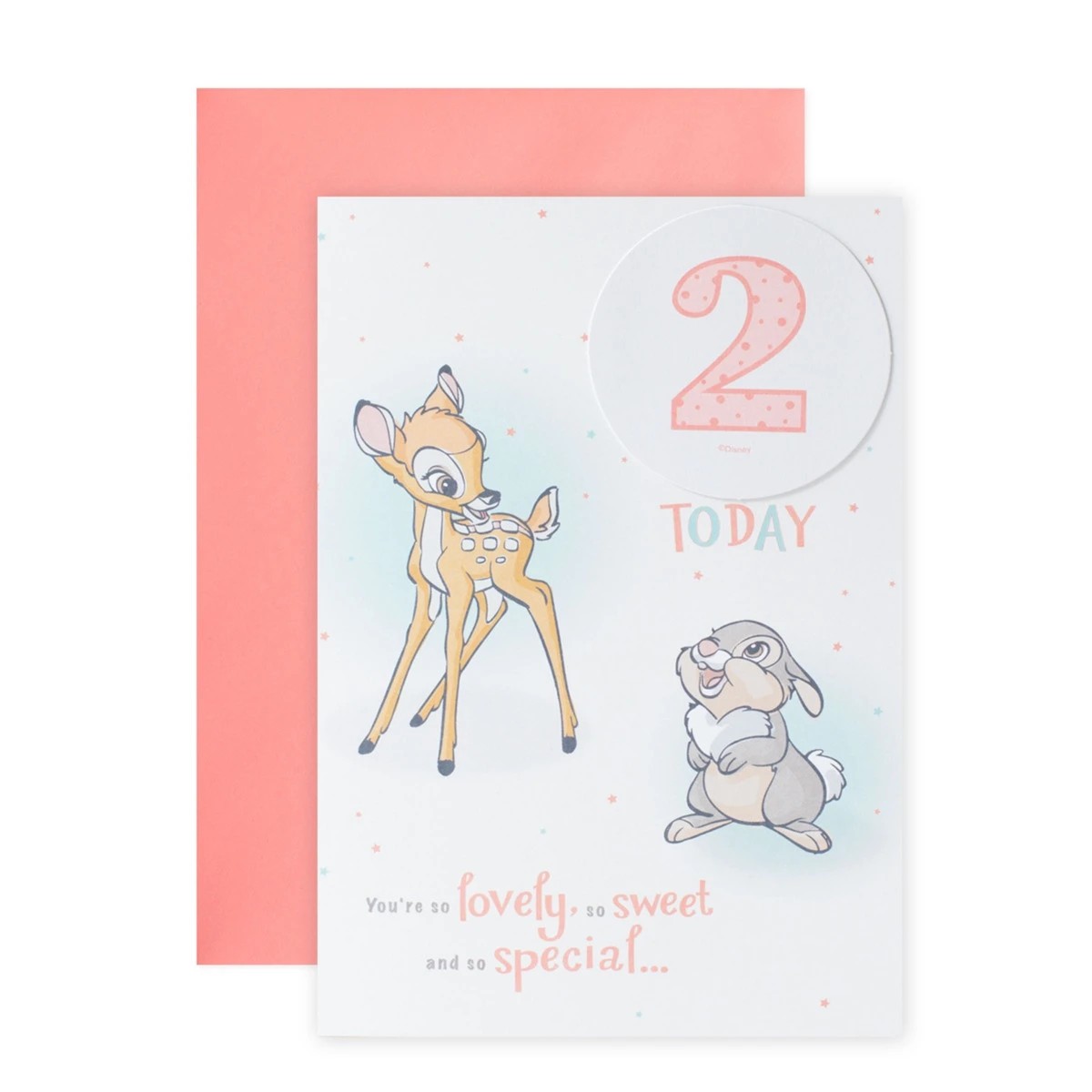 1 Hallmark Disney 2nd Birthday Card - Bambi & Thumper, 1 of 3