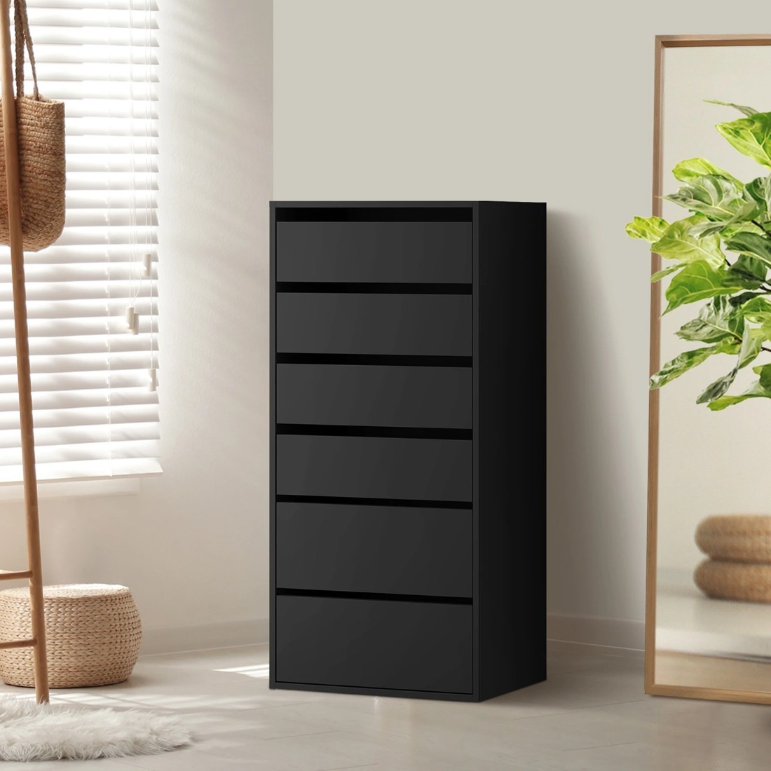 2 Oikiture Wardrobe Shelf Unit 6 Chest Of Drawers Clothes Storage Cabinet
 - Black, 2 of 10