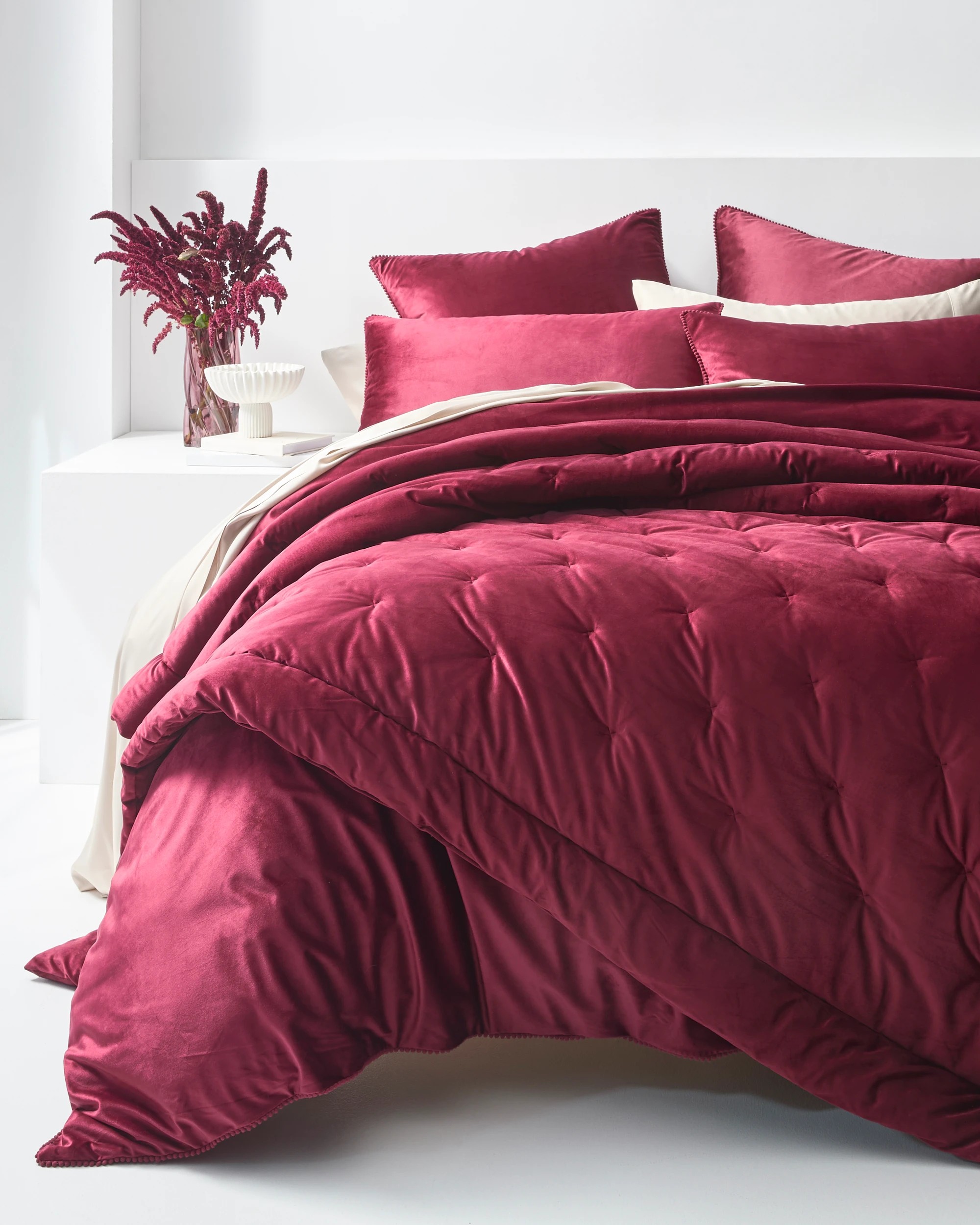 1 Target Lacy Velvet Comforter - Super King Bed - Red, 1 of 3