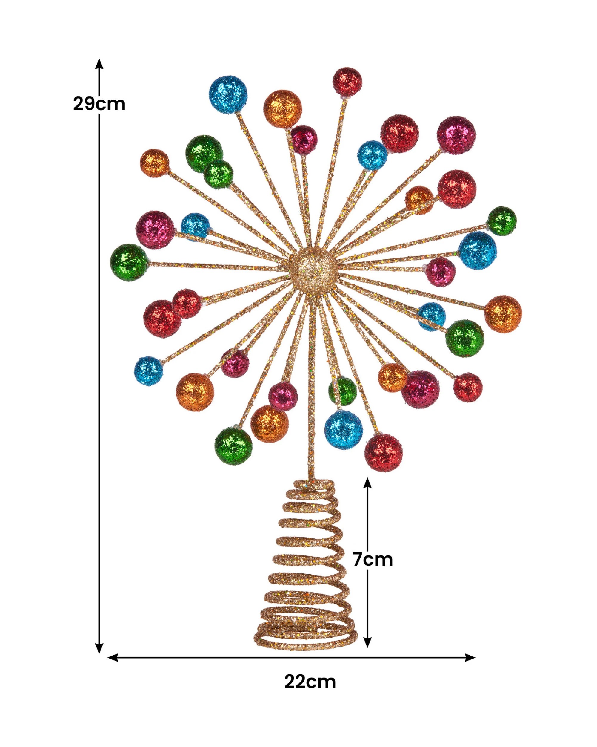 3 Christabelle Christmas Tree Topper Glittery Baubles Gold Decoration Multi-colour Ornaments, 3 of 4
