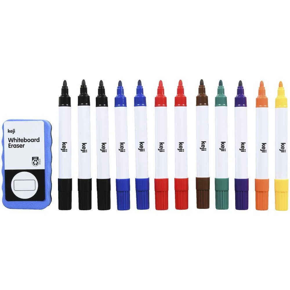 2 Keji Aluminium Barrel Whiteboard Markers with Eraser 12 Pack, 2 of 4