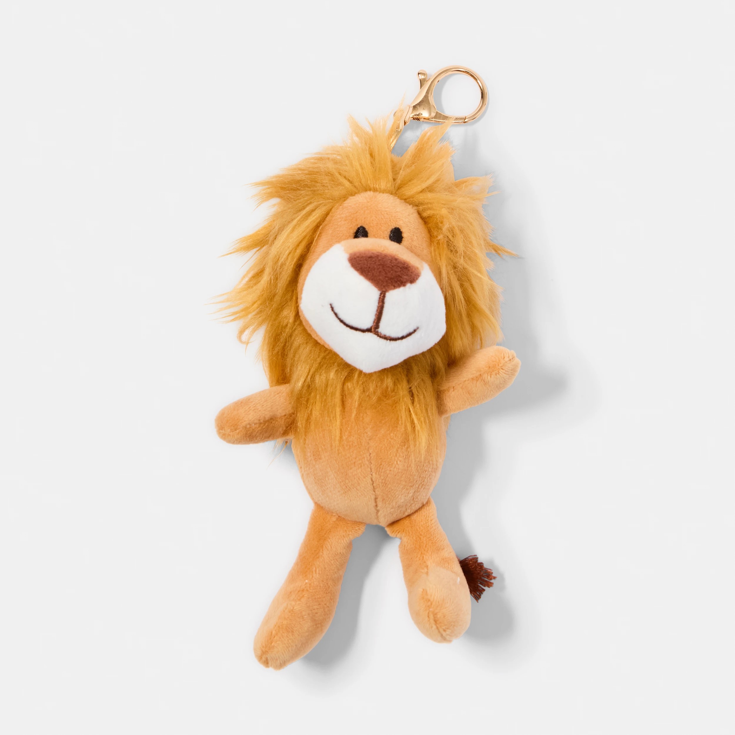 1 Fluffy Lion Charm Keyring - Brown, 1 of 3