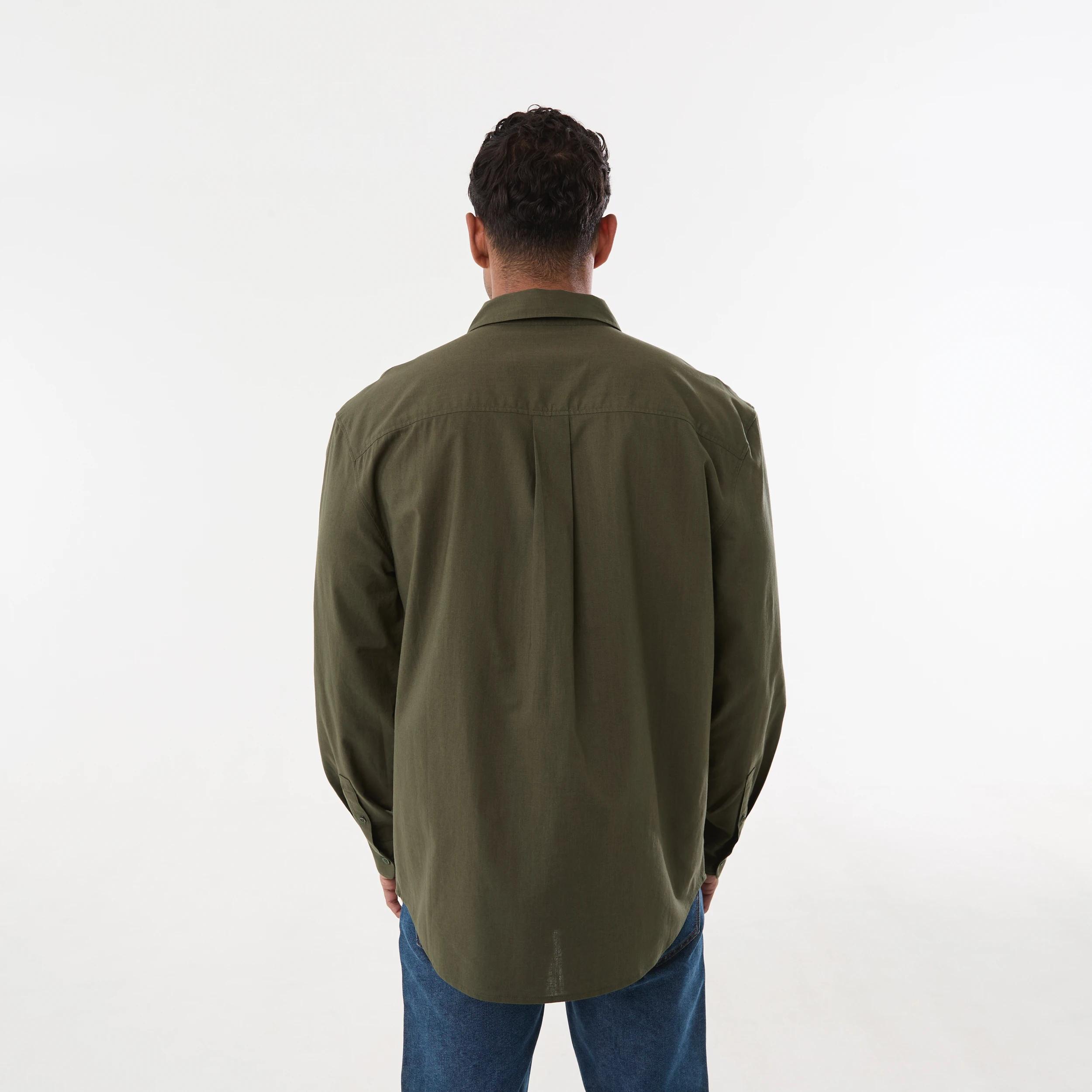 3 Long Sleeve Cotton Linen Shirt UNI KHAKI, 3 of 5