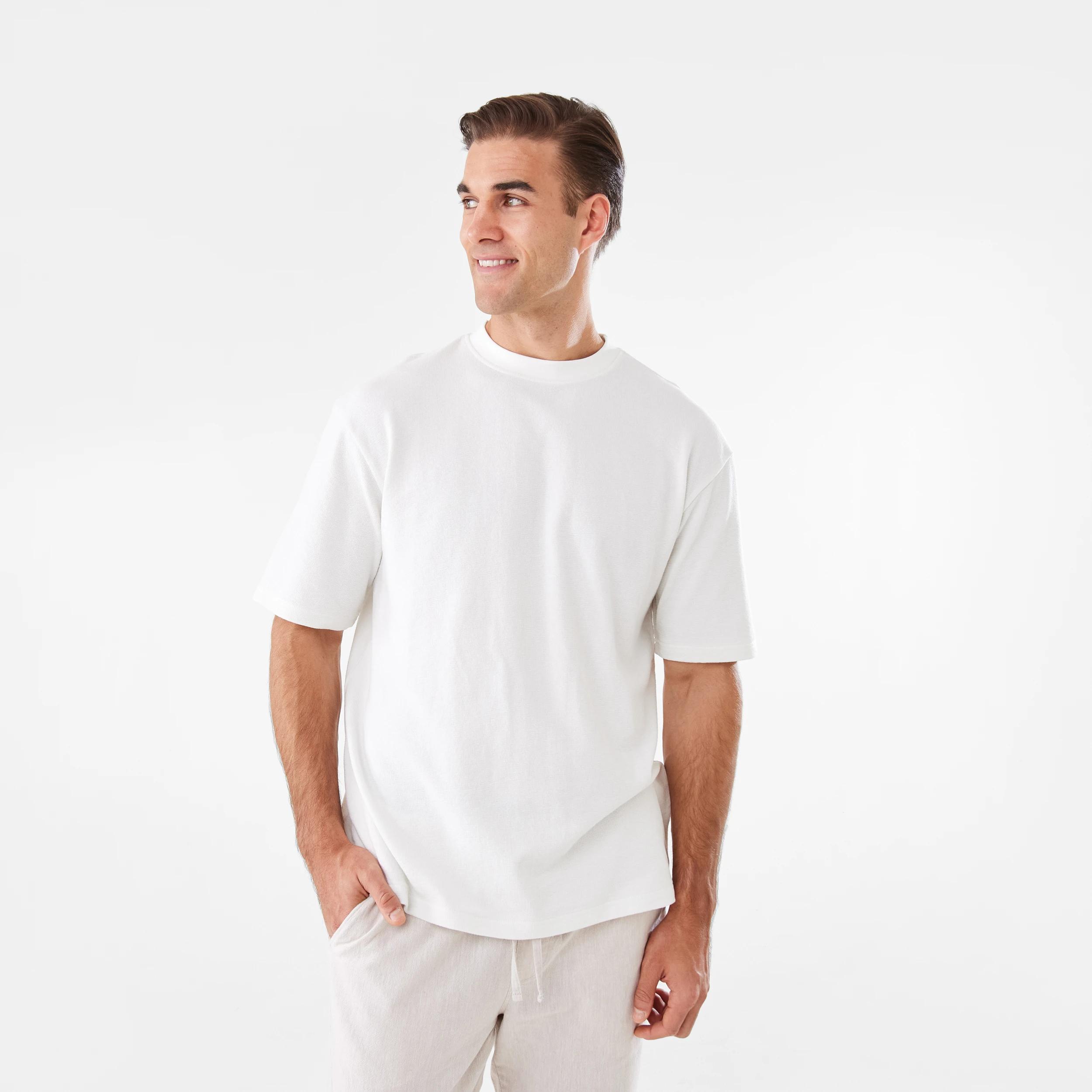 1 Oversized Textured T-shirt SNOW WHITE, 1 of 6