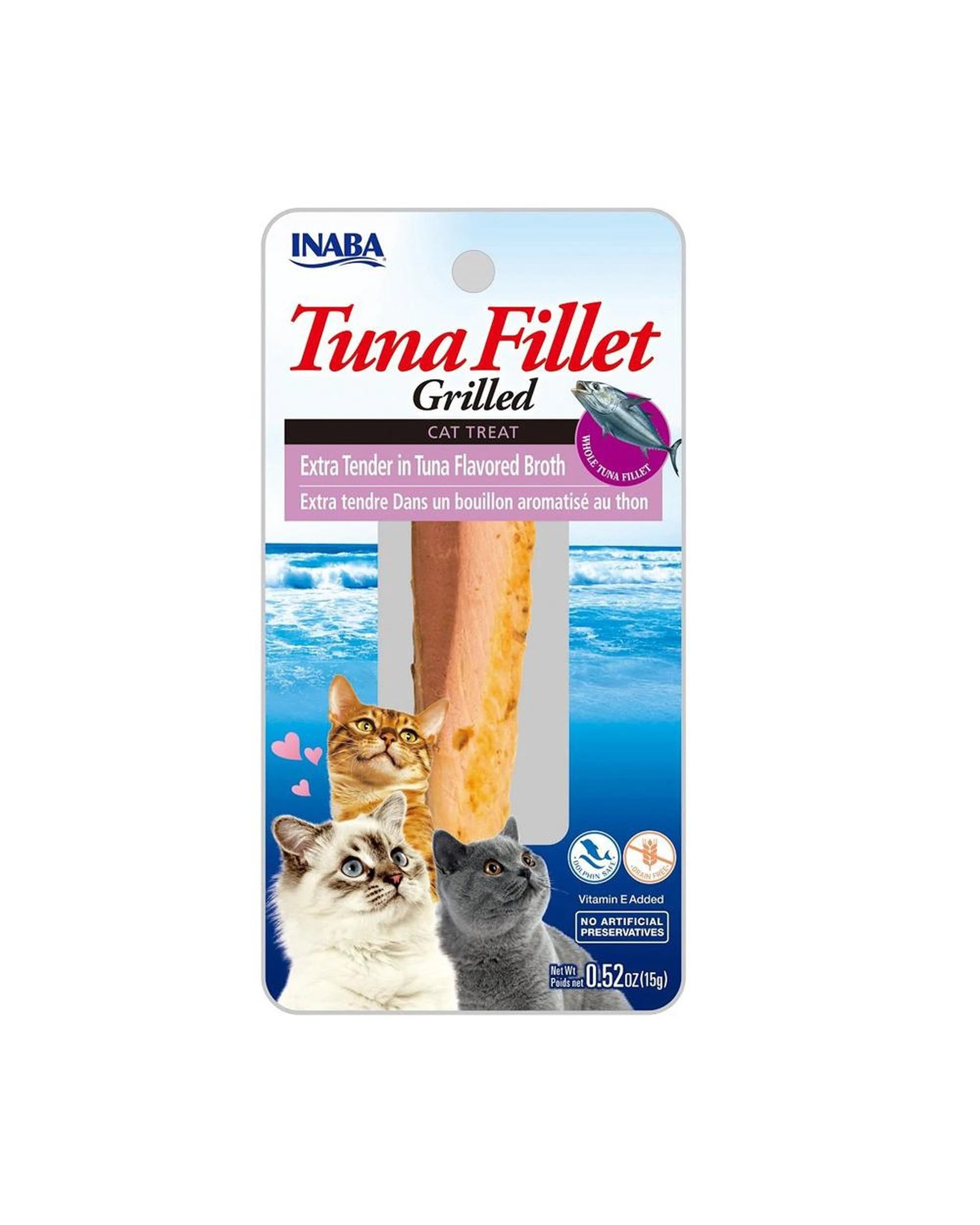 1 Inaba Tuna Fillet Grilled Cat Treat Extra Tender in Tuna Broth 6 x 15g, 1 of 2
