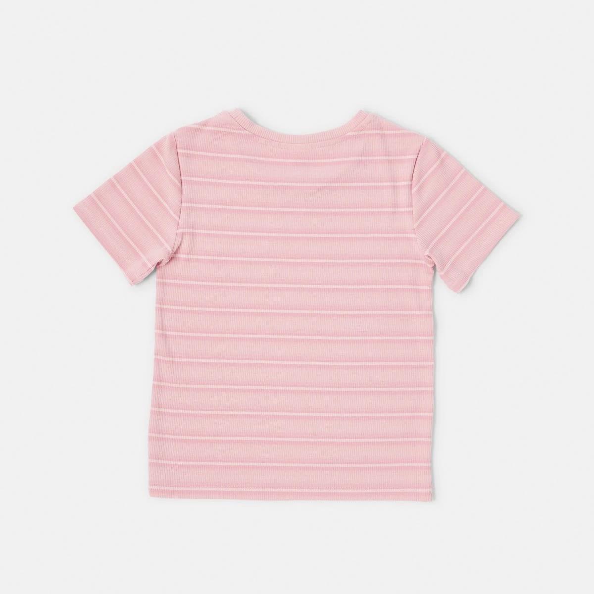 9 Short Sleeve Rib Top Pnk Stripe, 9 of 9