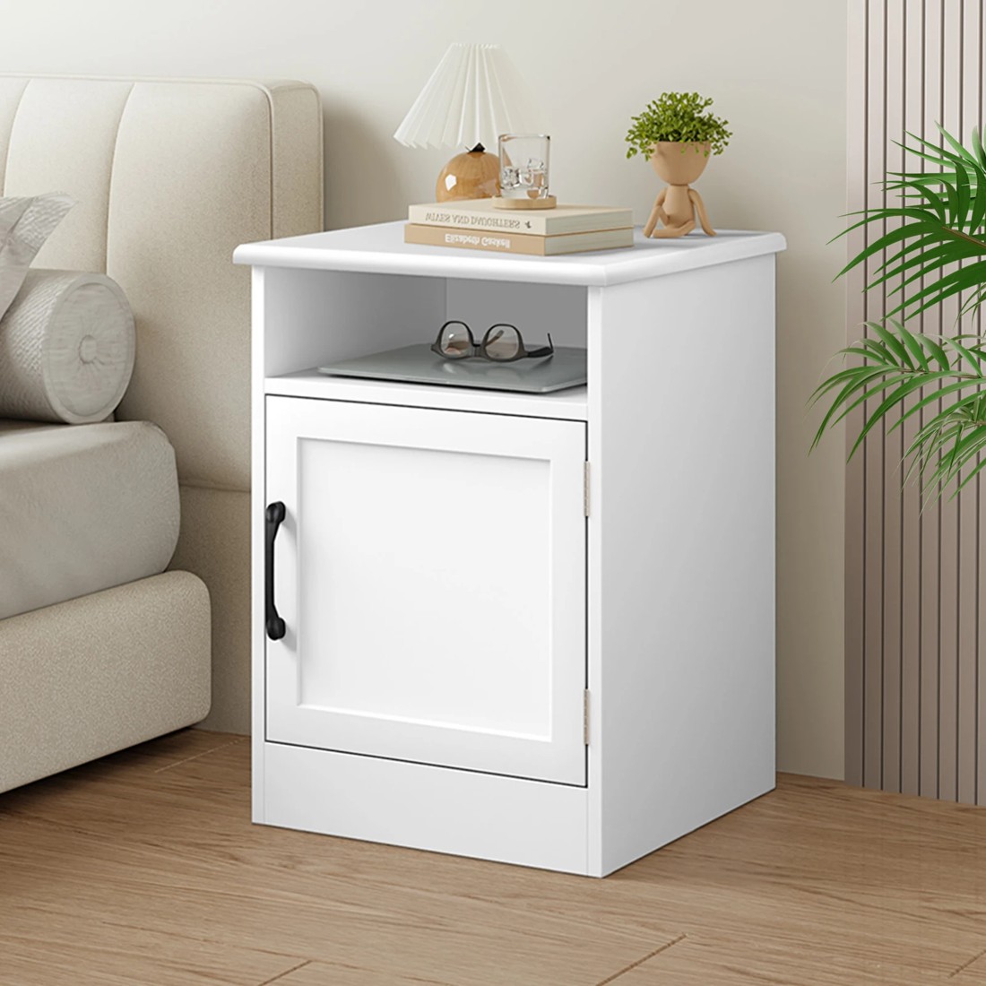 2 Alfordson Bedside Table Storage Cabinet Side End Nightstand - White, 2 of 10