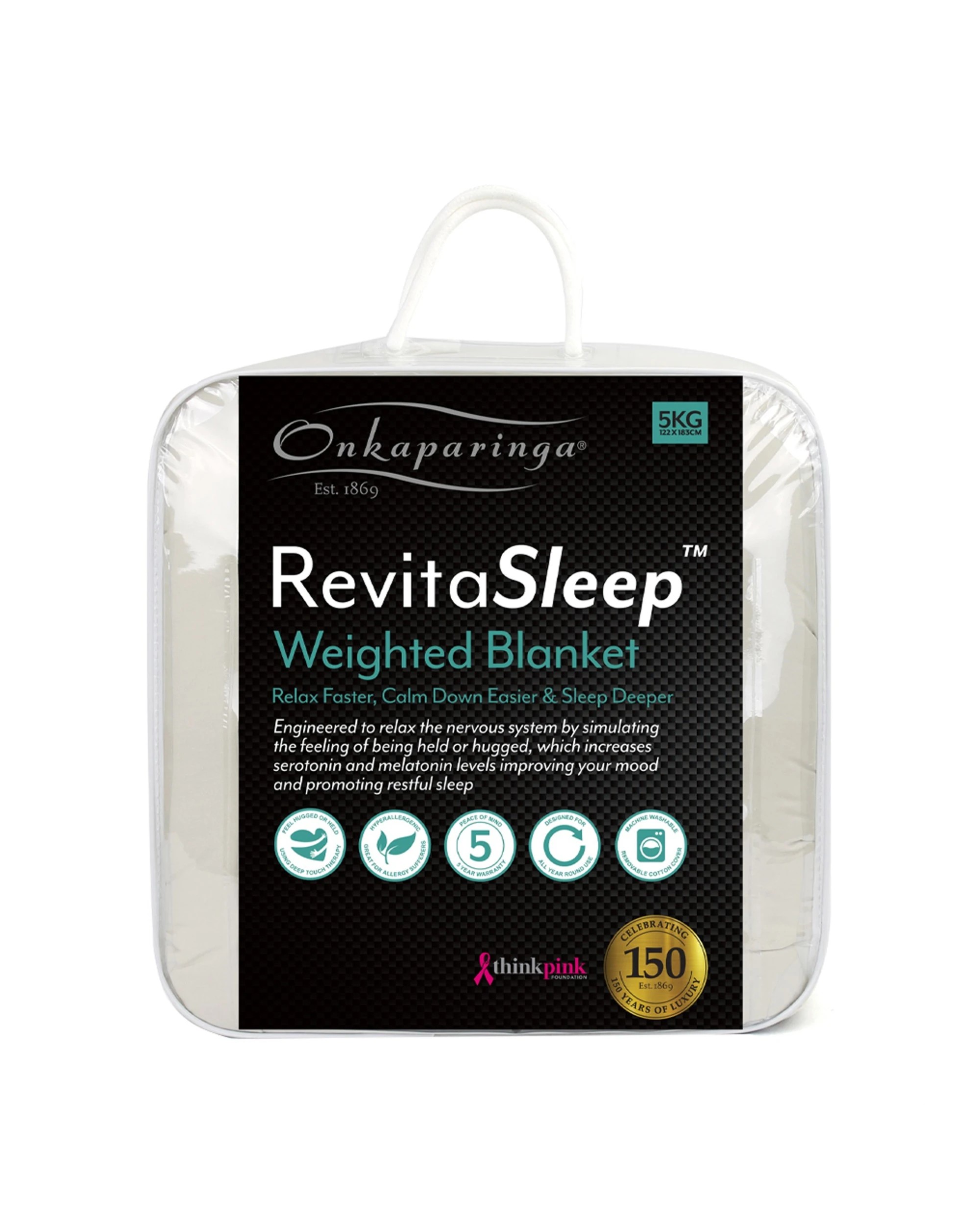 1 Onkaparinga Adults 5kg Weighted Blanket Machine Washable Durable, 1 of 1