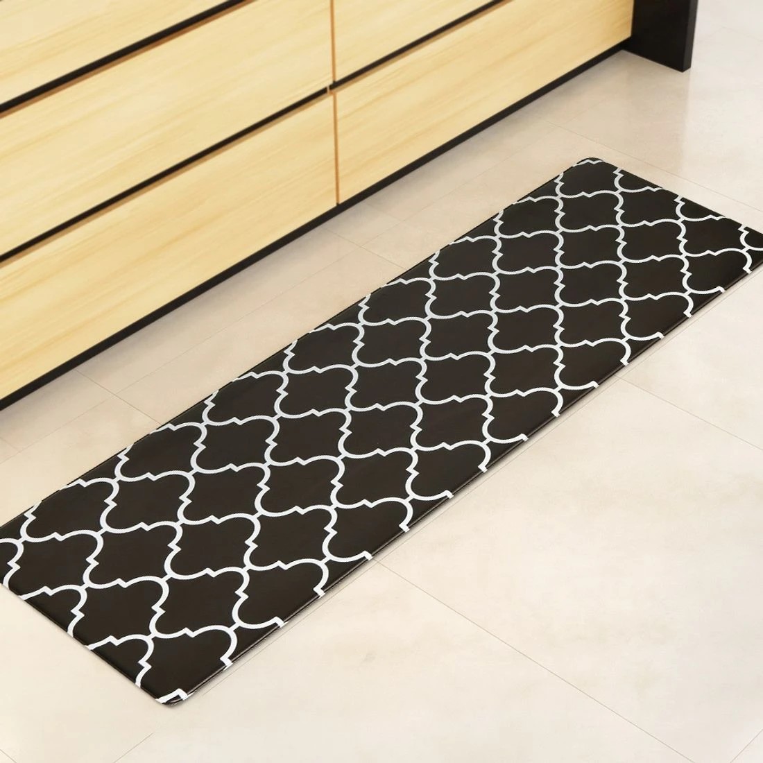 3 Artiss Kitchen Mat 45x150cm PVC Floor Rug Carpet Non-slip Gina - Black, 3 of 7