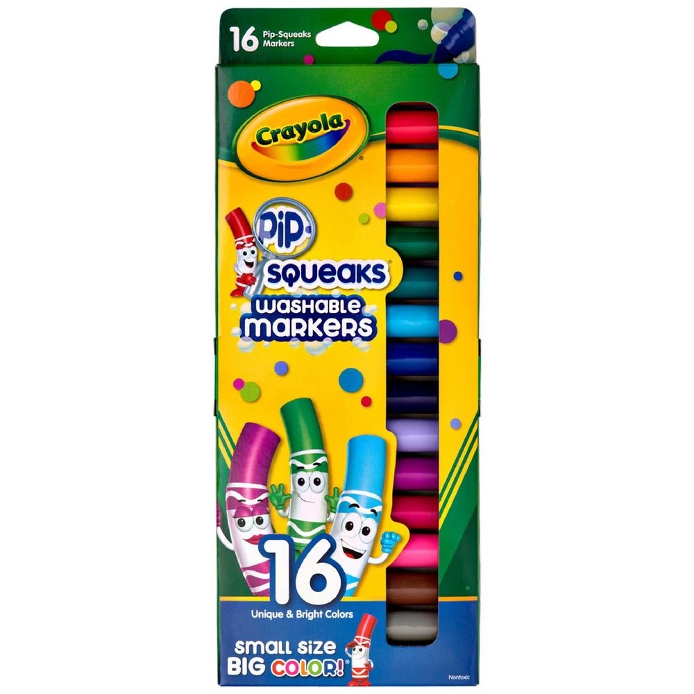 1 Crayola Pip-Squeaks Washable Coloured Markers 16 Pack, 1 of 2