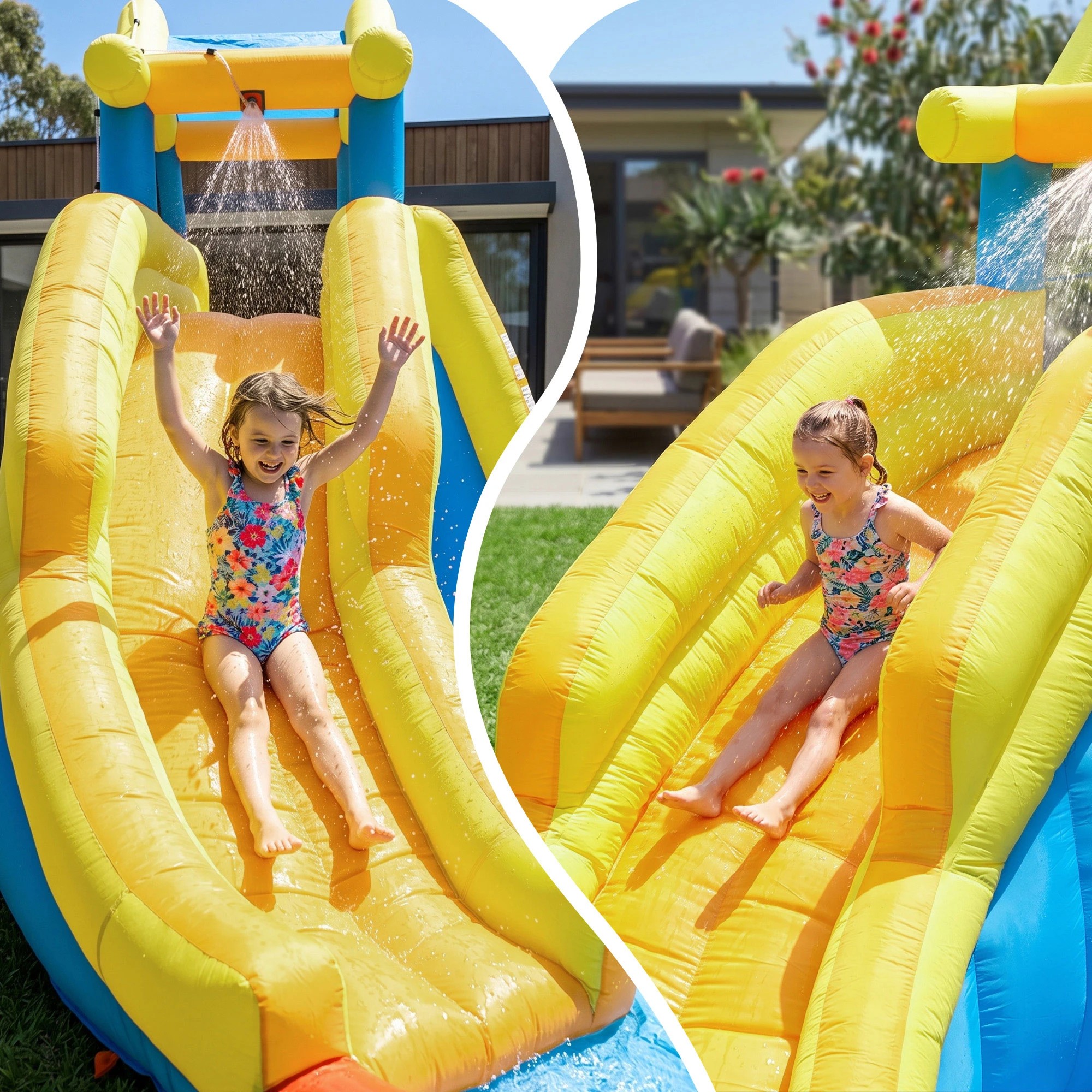 4 Keezi Inflatable Kids Pool Water Slide Splash Castle Dual Slides Football Water Cannon Basketball 622cmx542cm - Multi, 4 of 10