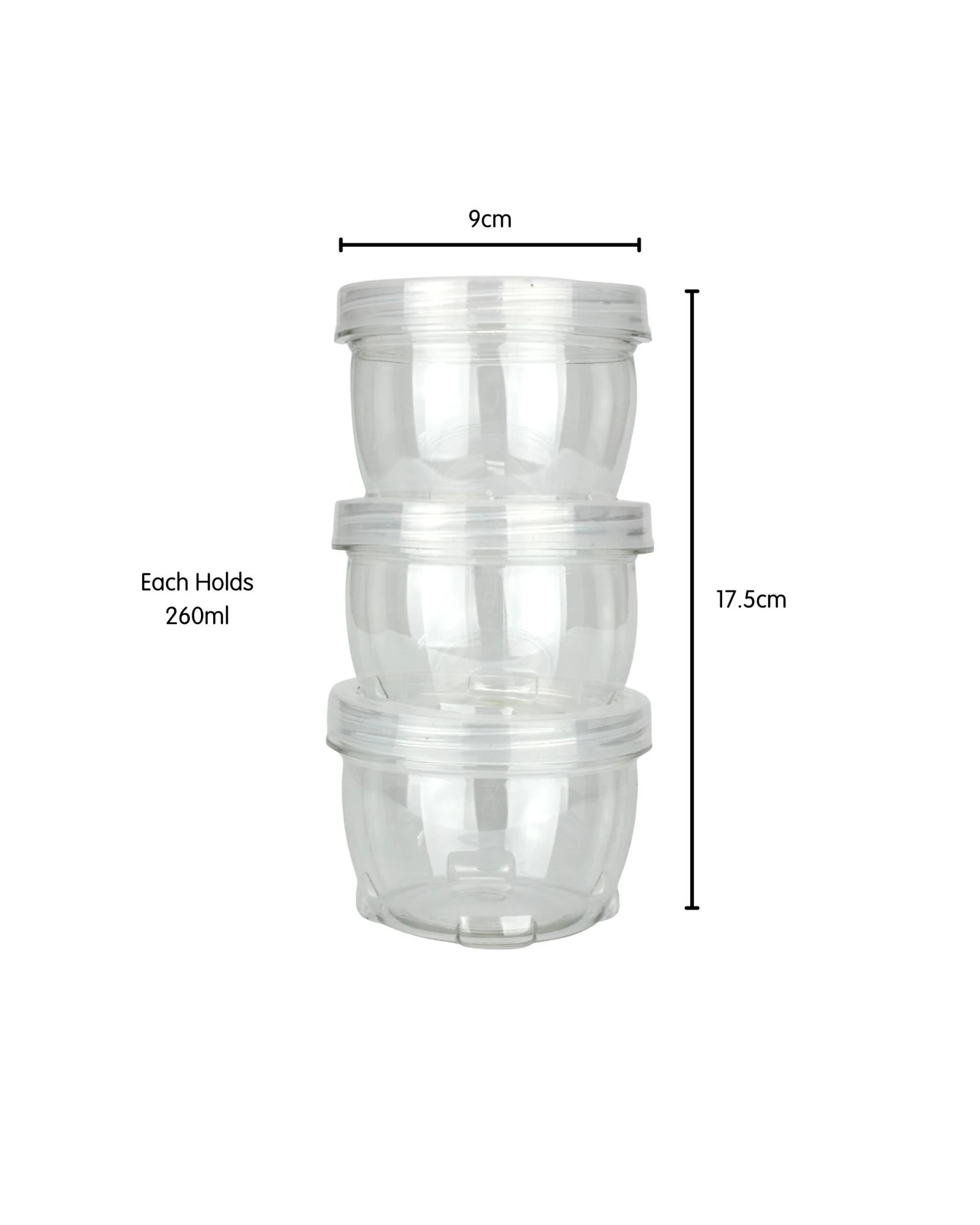 3 Lemon & Lime Twist Lock Stacking Containers 260ml Pack of 3 - Clear, 3 of 3