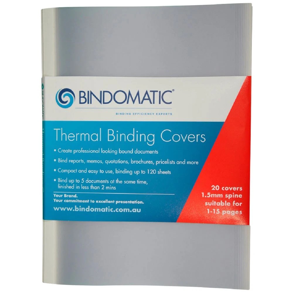 1 Bindomatic Thermal Binding Covers A4 1.5mm White 20 Pack, 1 of 2