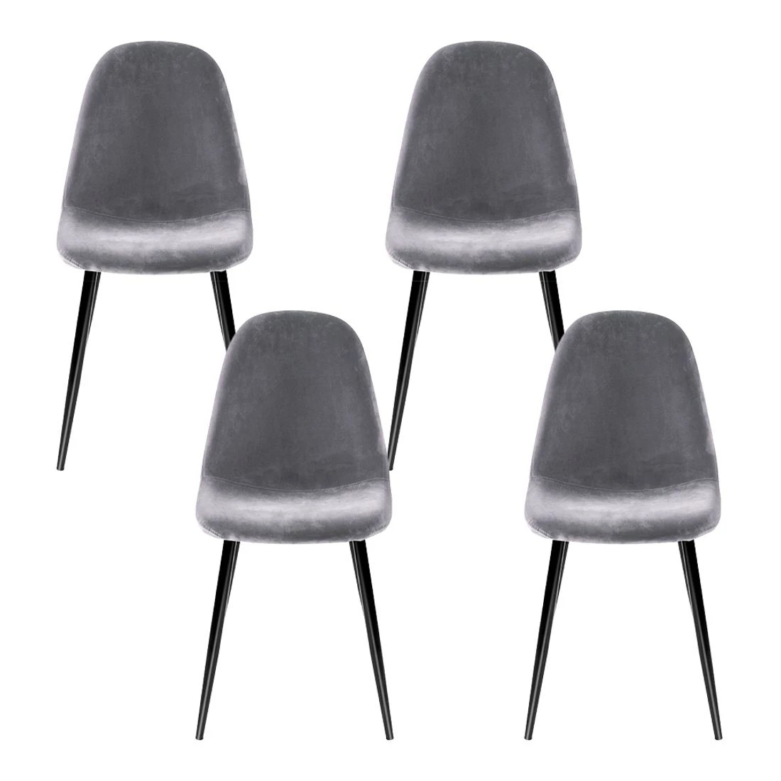 4 Artiss Dining Chairs Set of 4 Velvet Curved Slope - Grey, 4 of 7