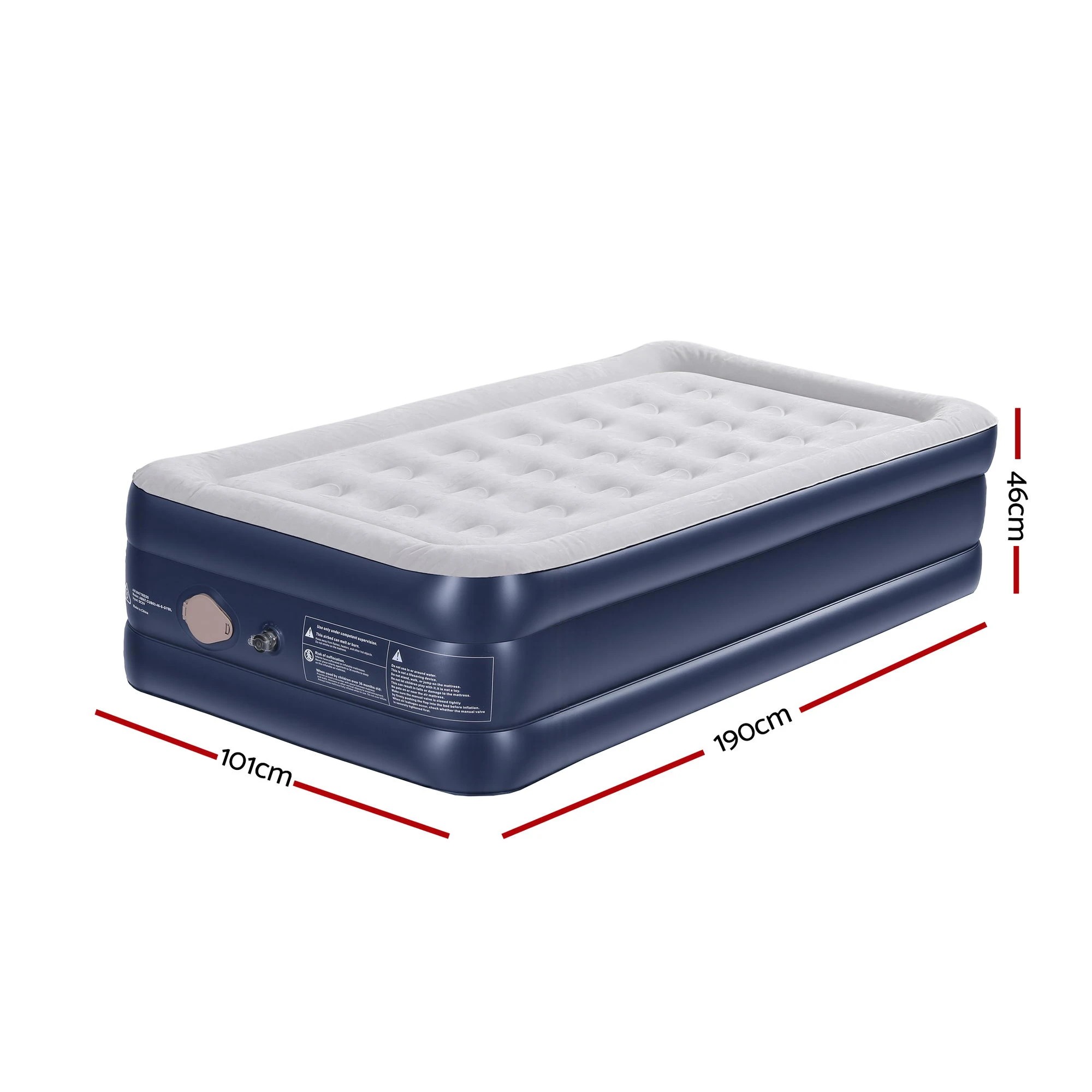 2 Weisshorn Single Air Mattress with Rechargeable Cordless Pump 46cm - Single Bed - Multi, 2 of 4