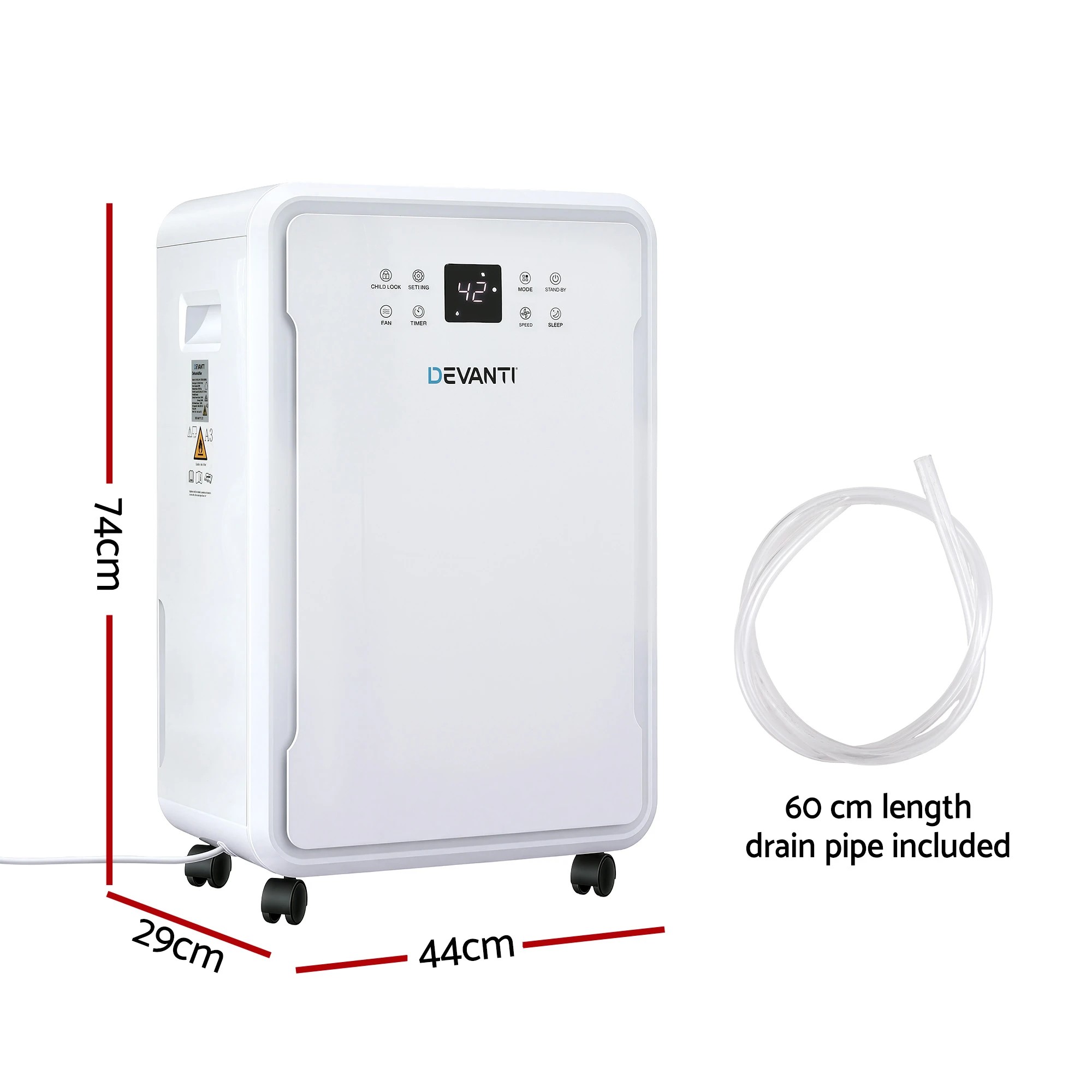 2 Devanti 50L/Day Dehumidifier Home Air Dryer Mould Moisture 8.5L - White, 2 of 2