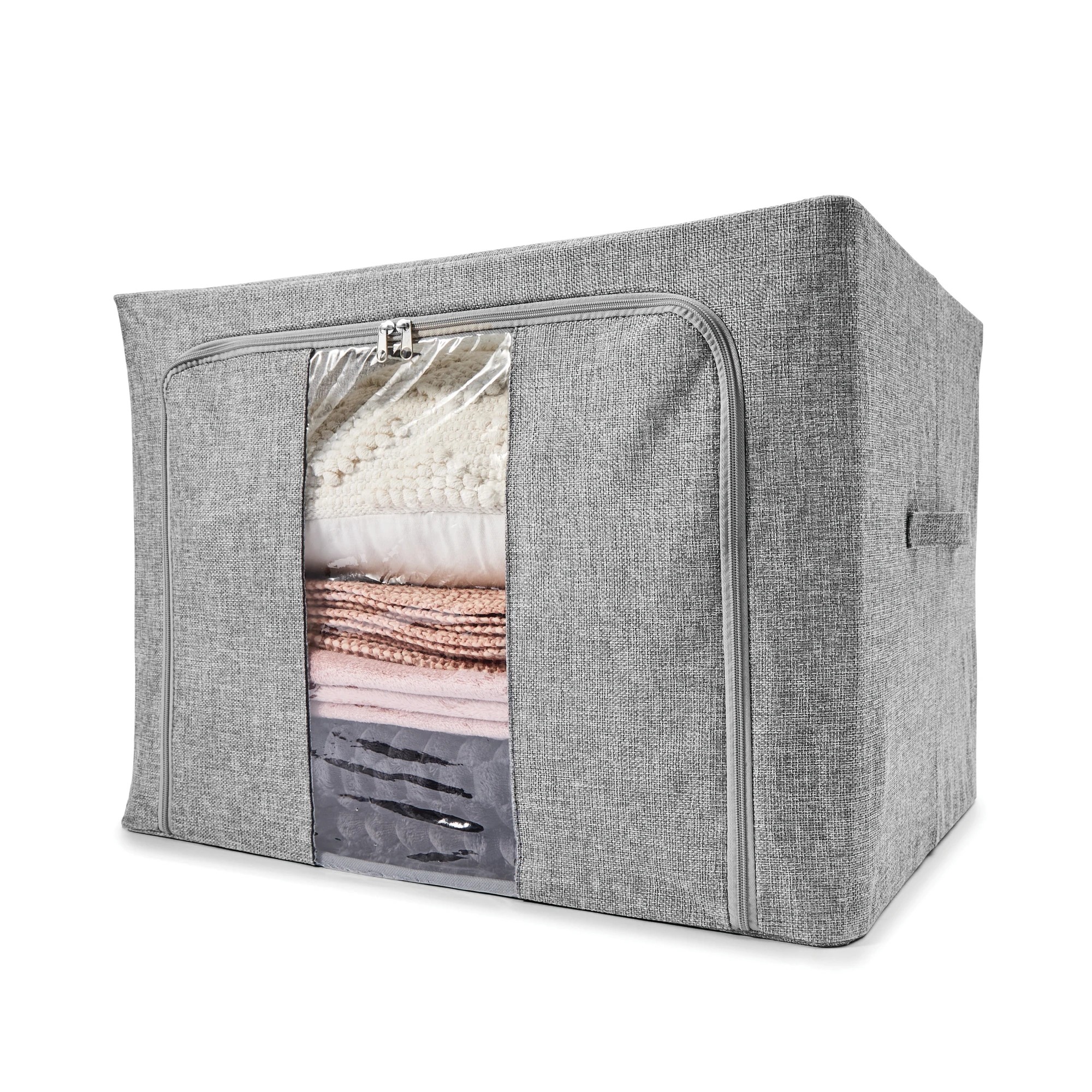2 Linen Look Collapsible Box with Window - Extra Large, Charcoal, 2 of 10