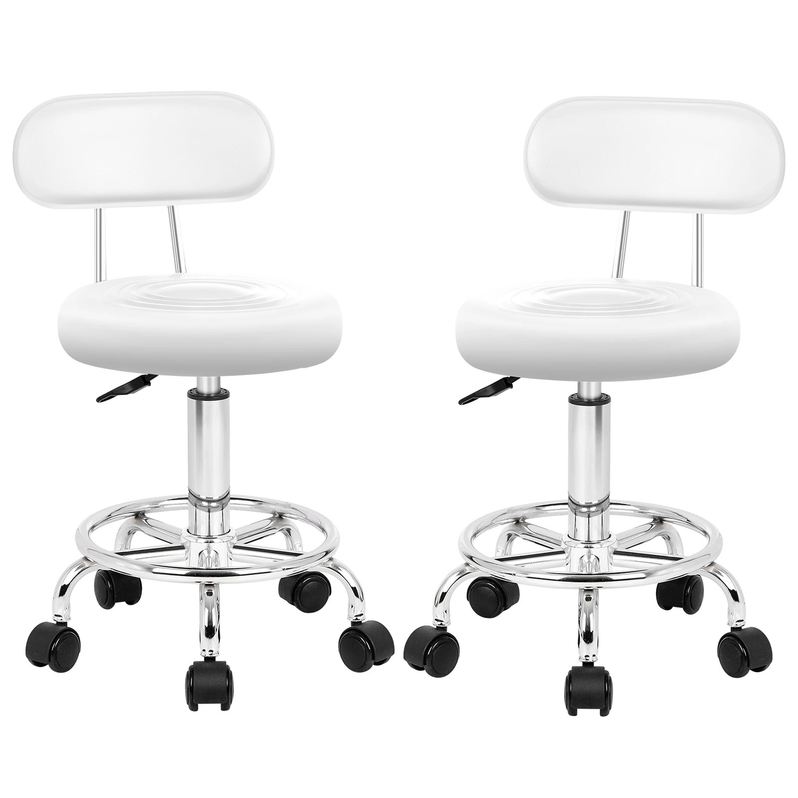 1 Alfordson 2x Salon Stool Backrest Swivel Barber Hair Dress Chair Declan - White, 1 of 10