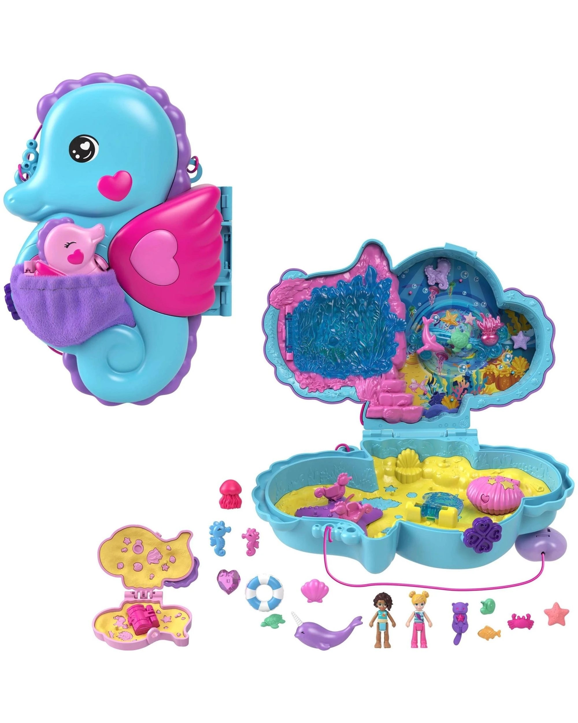 2 Polly Pocket 35th Anniversary Daddy and Me Seahorse Purse and Accessories Playset, 2 of 5