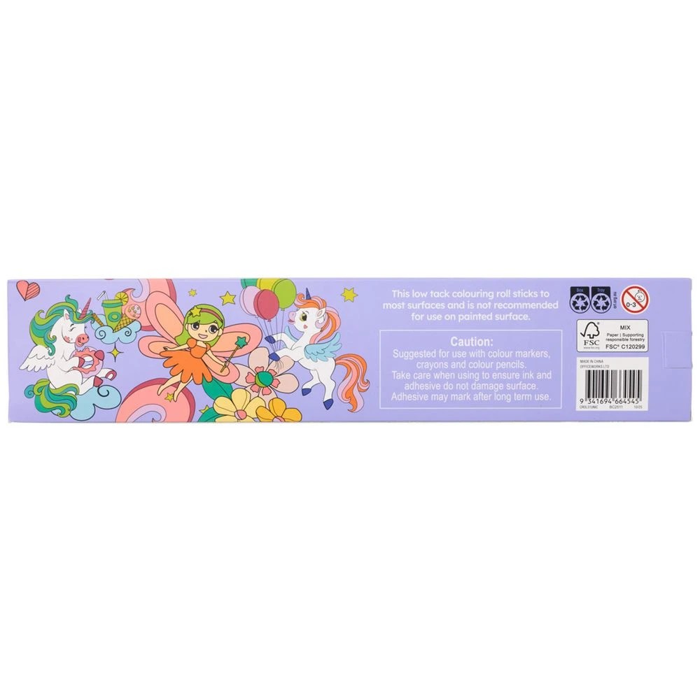 5 Colouring Paper Roll Set 30cm x 2.95m Unicorns and Fairies, 5 of 5