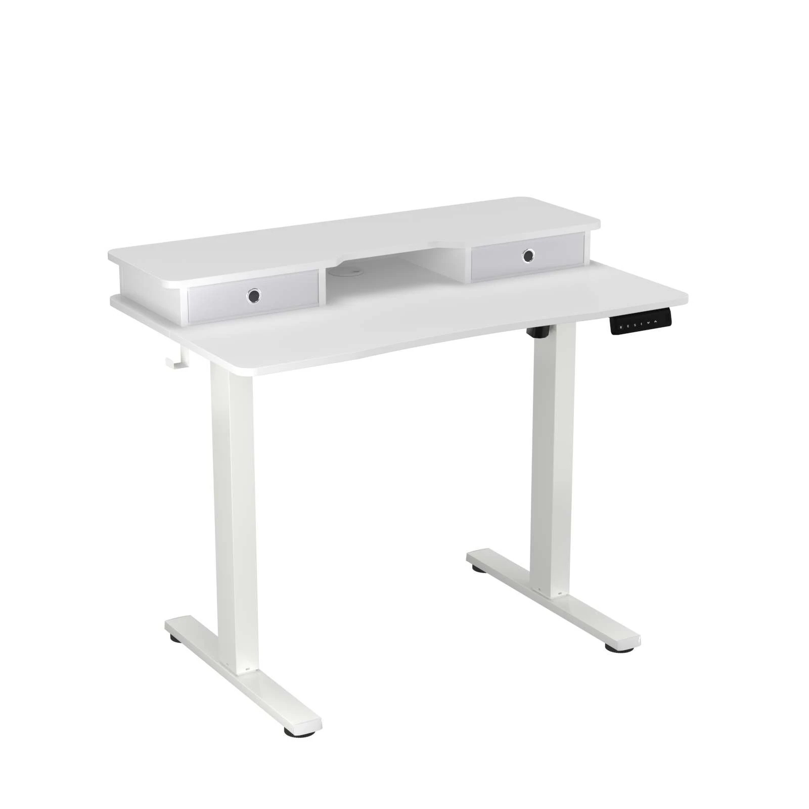 1 Costway 140cm Electric Stand Up Desk w/Power Cord Organizer Computer Desk - White, 1 of 2