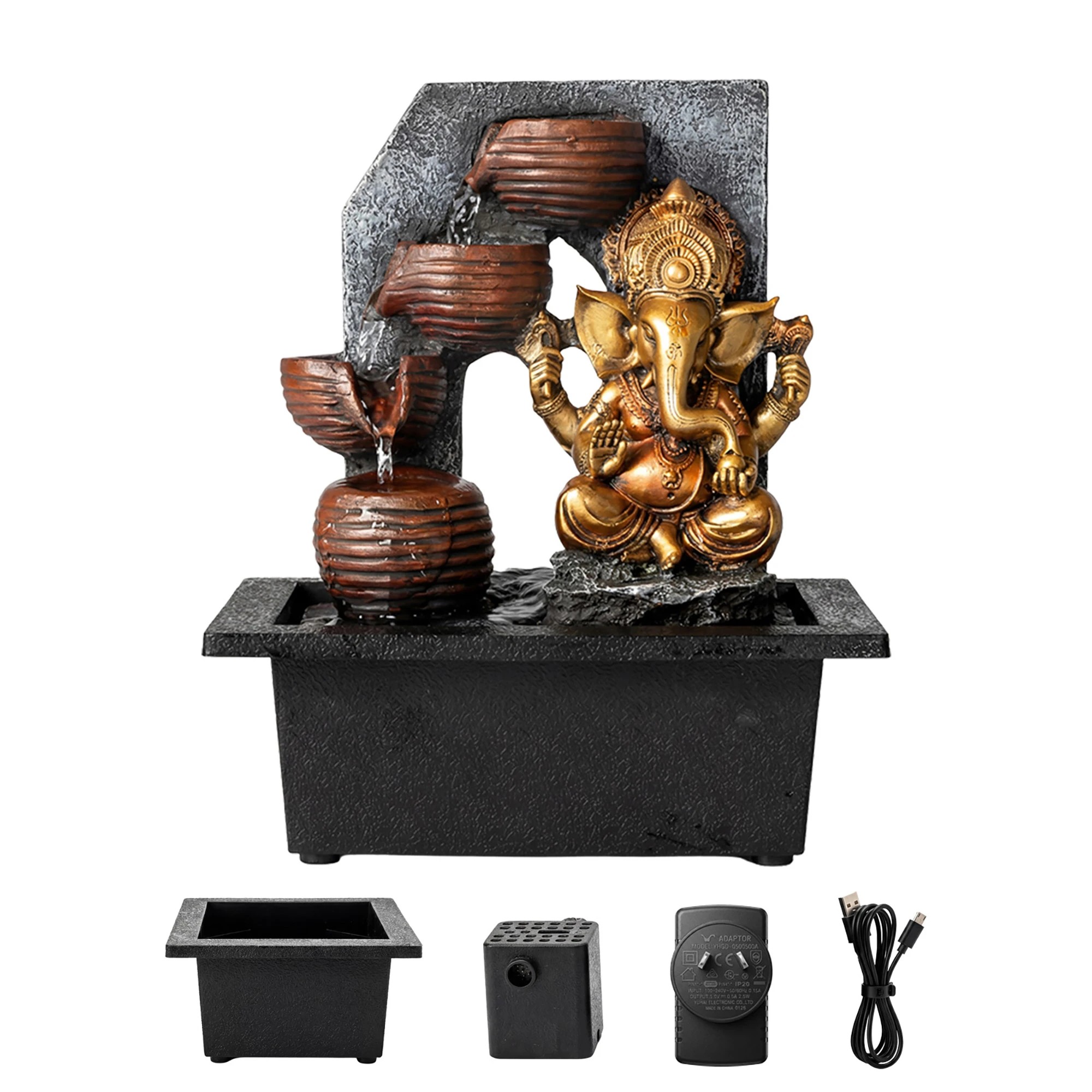 1 Spector Desktop Fountain LED Tabletop Zen Mini Water Fountain Office Living Room, 1 of 8