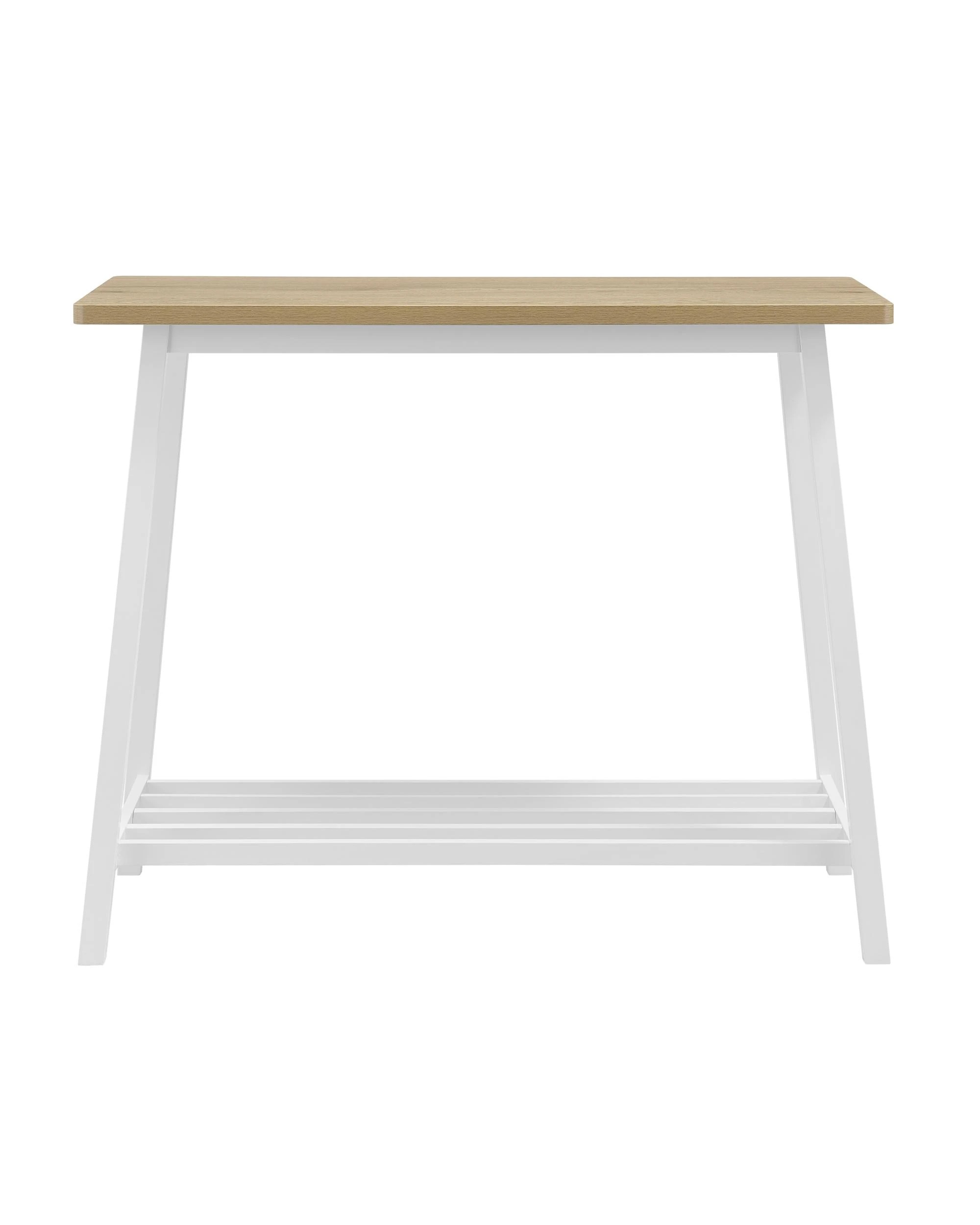 4 Kodu Console Hallway Entryway Table with Shelf, Oak Look Top - White, 4 of 9