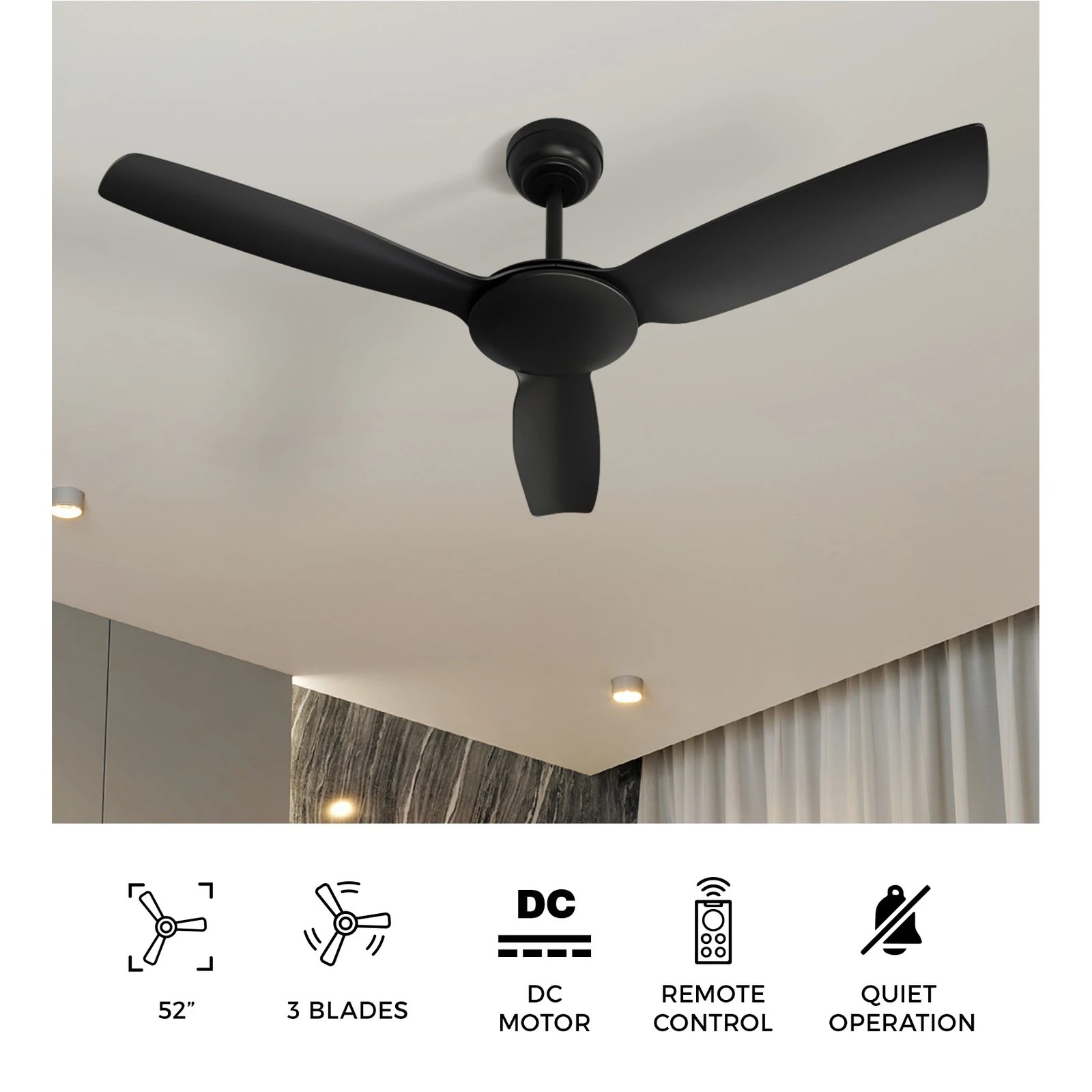 10 Vevare 52" Ceiling Fan DC Motor with Remote 5 Speed, 10 of 10