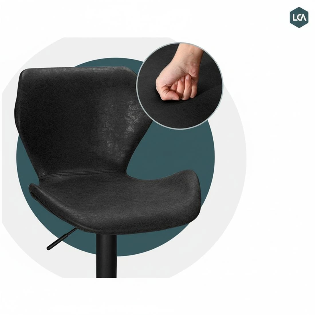 6 Artiss 2x Bar Stools Vintage Leather Gas Lift - Black, 6 of 8