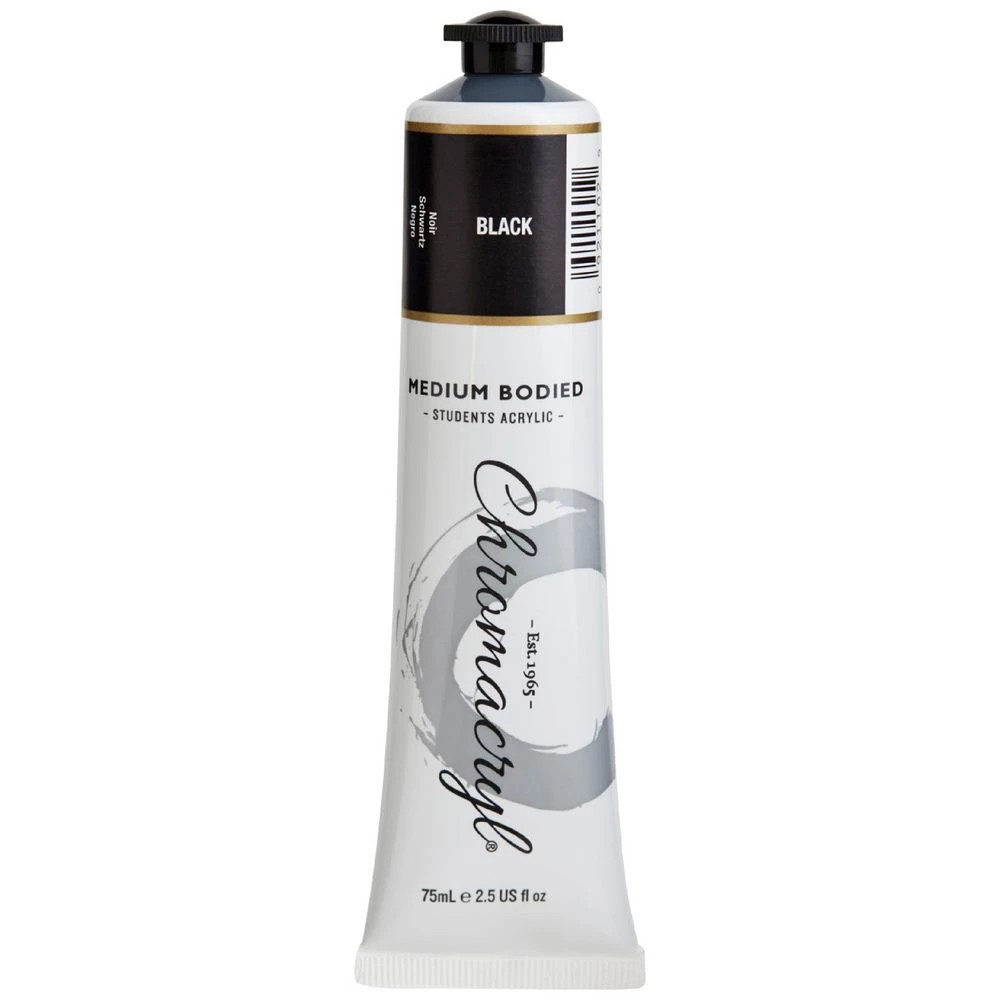 1 Chromacryl Student Acrylic Paint 75mL Black, 1 of 1