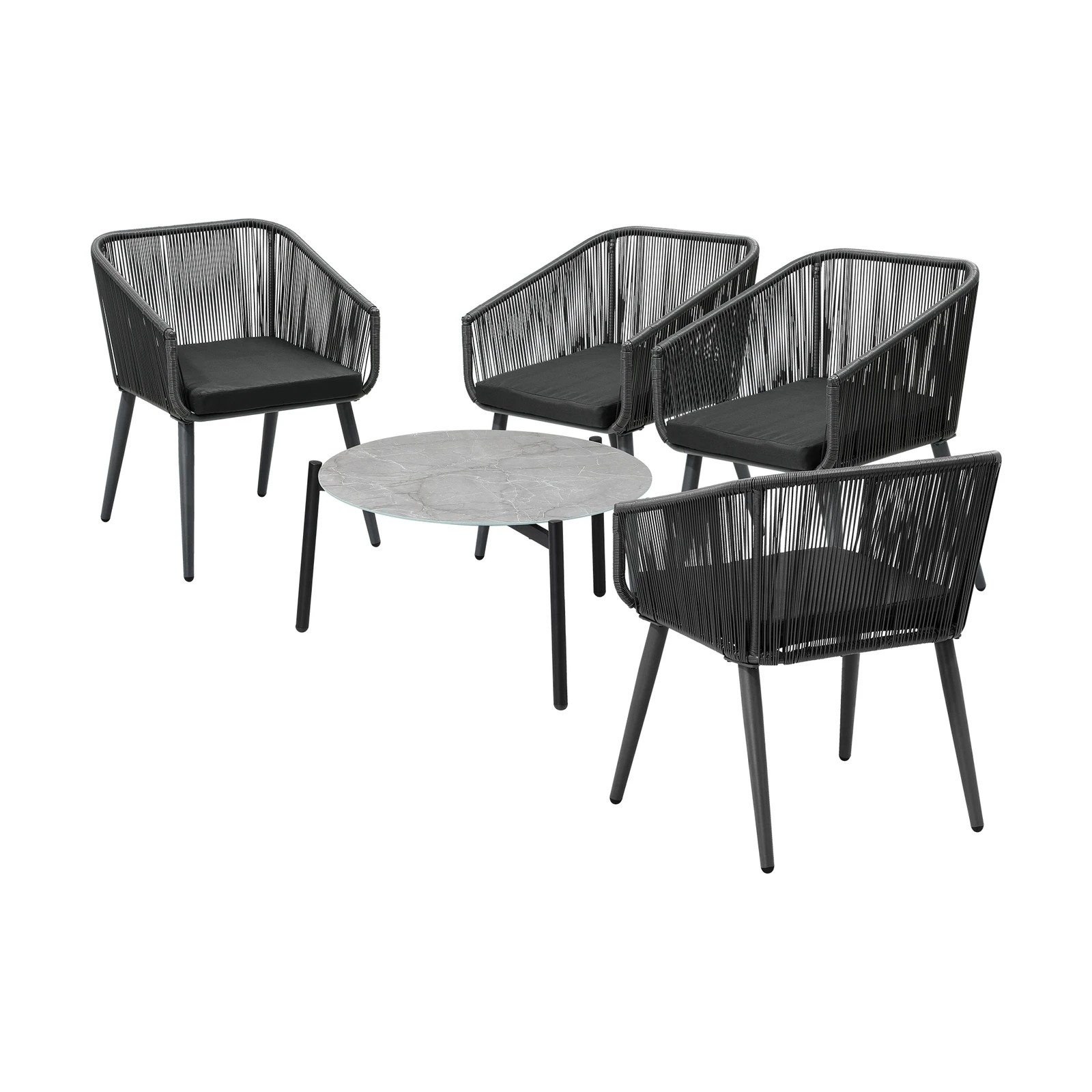 8 Livsip Outdoor Patio Lounge Set Furniture Coffee Grey 70cm Table Sofa Chairs 5PC - Multi, 8 of 9