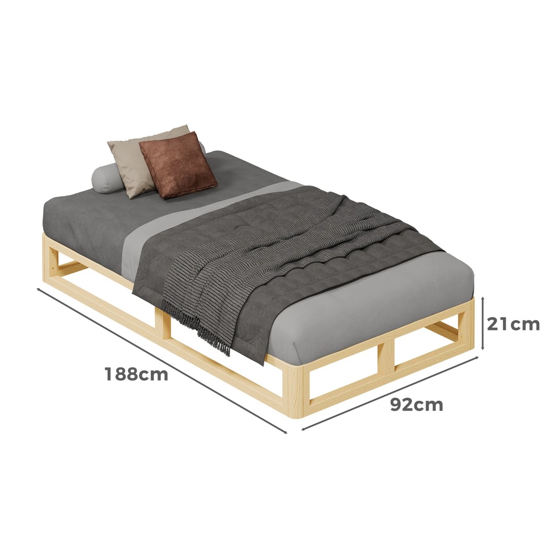 9 Alfordson Bed Frame Wooden Timber Single Size Mattress Base Platform Jacob - Natural, 9 of 10