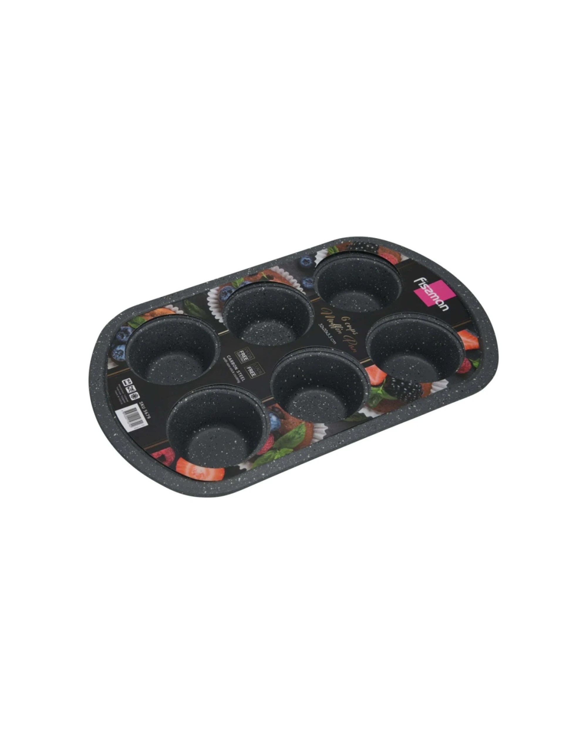 4 Fissman Carbon Steel Non-Stick 6 Cup Muffin Pan 32x20x3.5cm - Black, 4 of 4