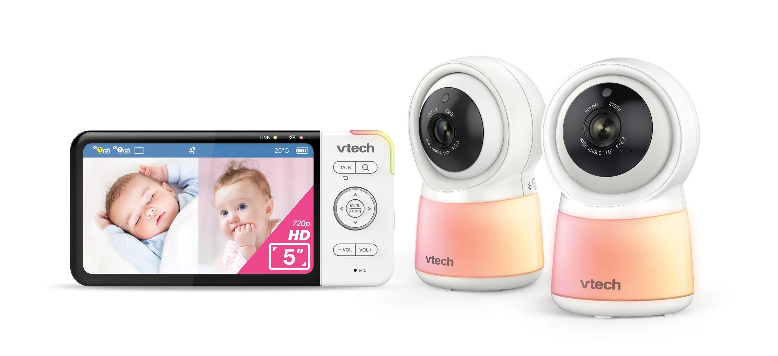 1 VTech RM5754HDV2 5” 2-Camera Smart HD Video Baby Monitor with Remote Access
 - white, 1 of 2