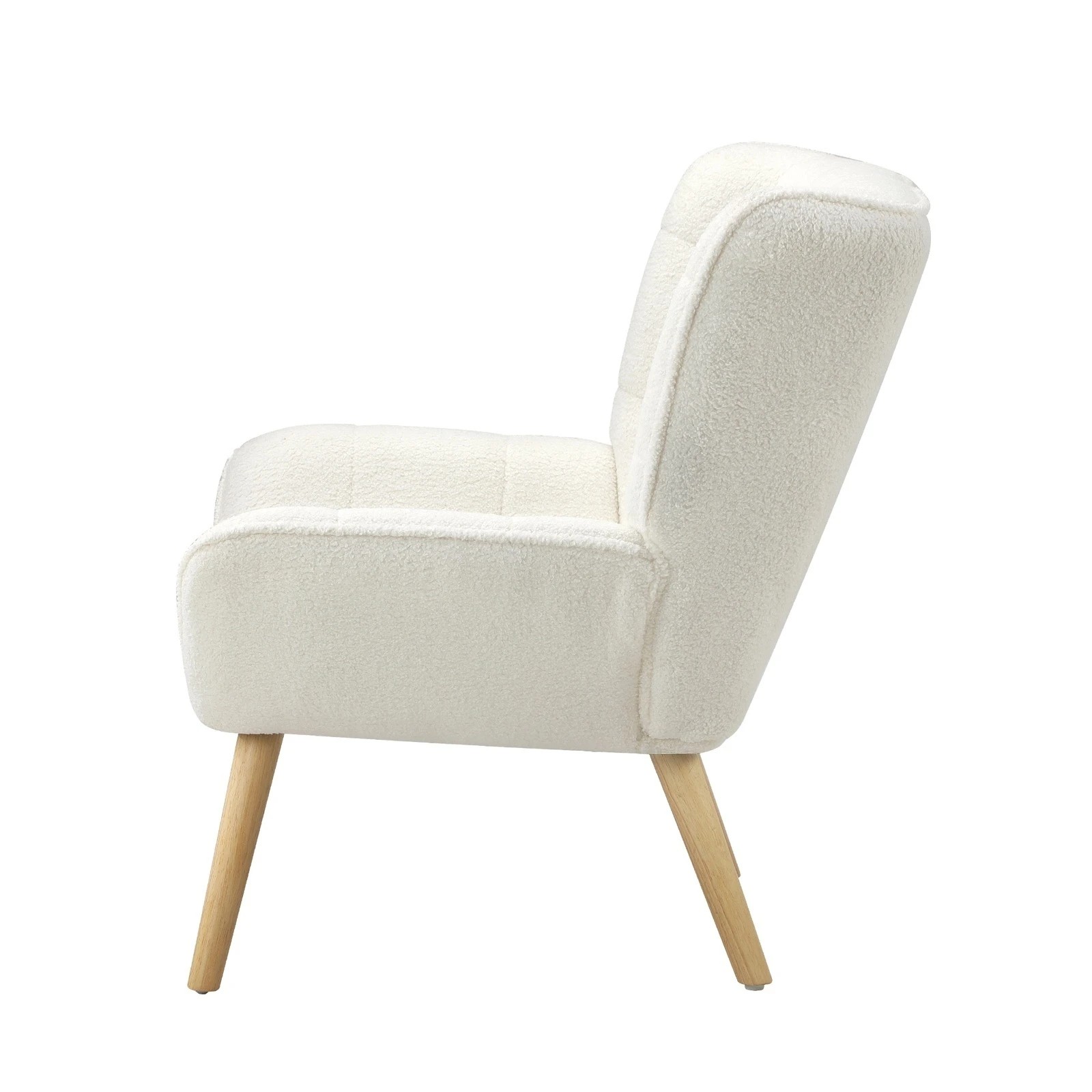 9 Oikiture 2x Armchair Accent Chairs Sofa Lounge Sherpa Upholstered Tub - White, 9 of 10