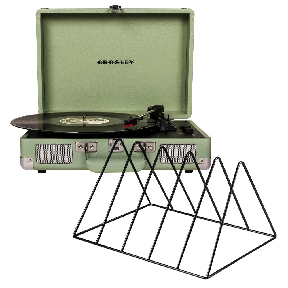 1 Crosley Cruiser Bluetooth Portable Turntable - Mint + Gadhouse Vinyl Rack Bundle - Black - Black, 1 of 5