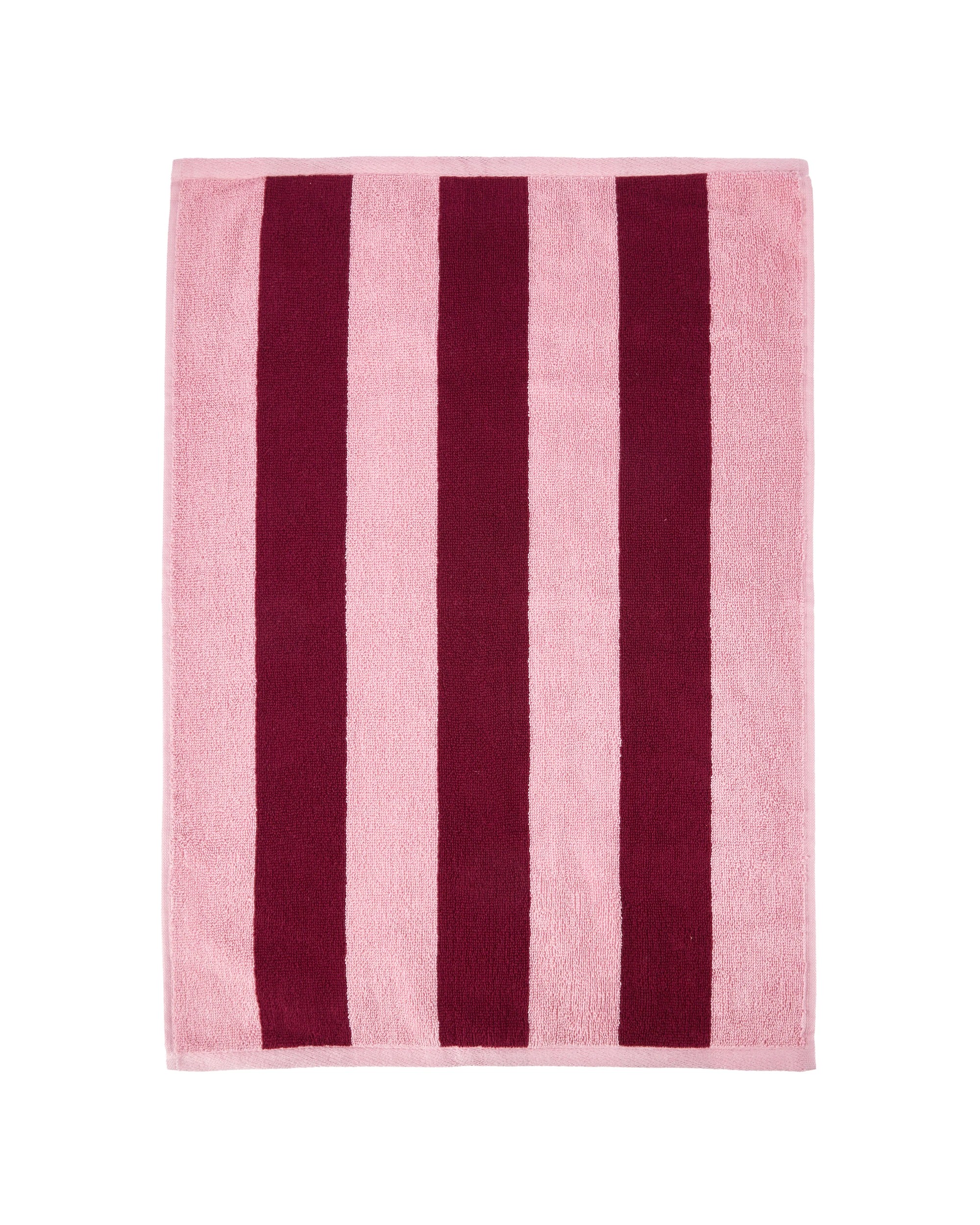 3 Stripe Cotton Hand Towel - Berry, 3 of 5