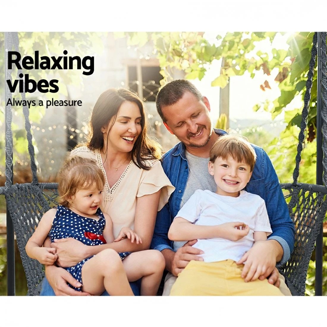 3 Gardeon Hammock Chair with Stand Macrame Outdoor Garden 2 Seater - Multi, 3 of 7