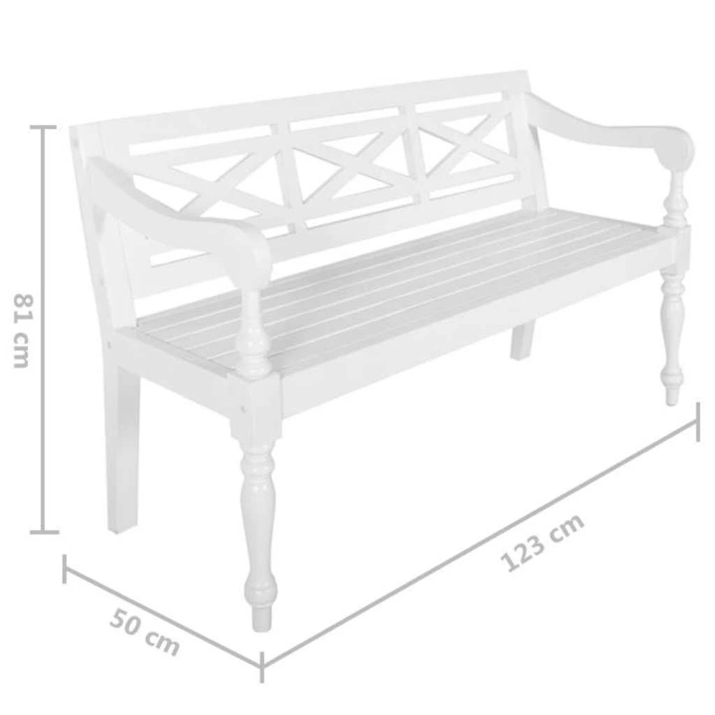 6 Vidaxl Batavia Bench Solid Mahogany Wood - White, 6 of 6