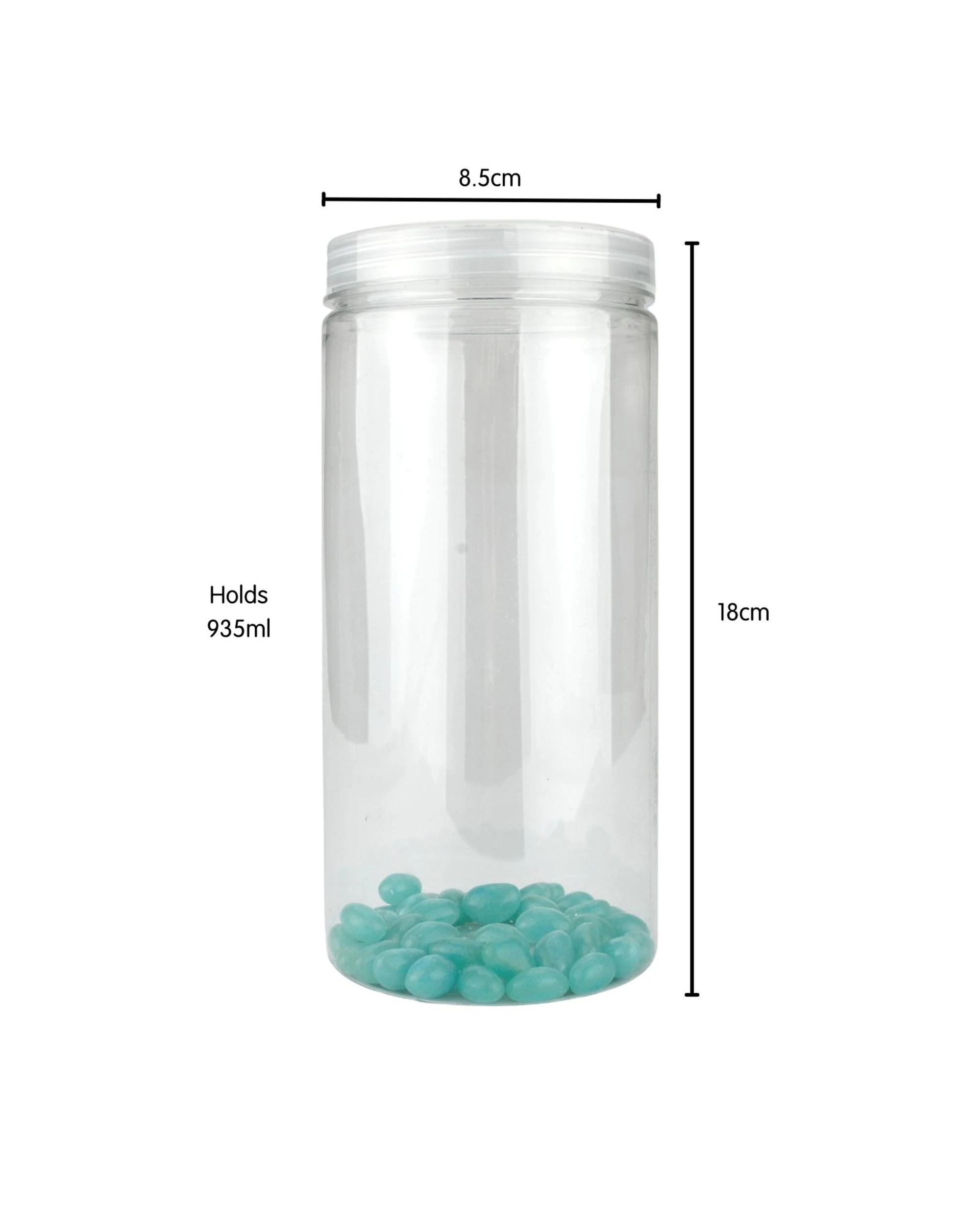 2 Partyrama Clear Plastic Round Screw Top Jar 935ml, 2 of 3