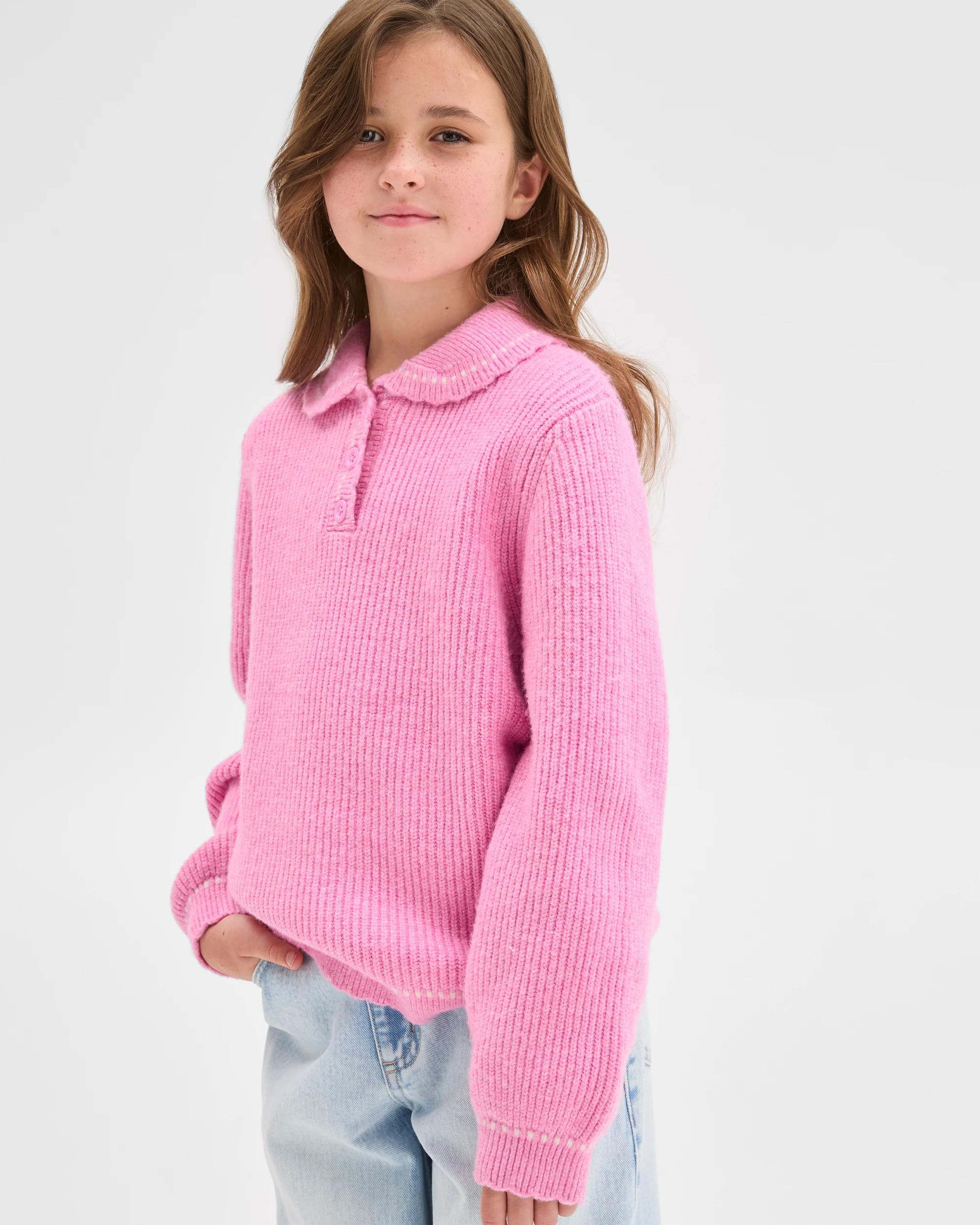 4 Target Kids Long Sleeve Collared Knit Jumper PINK, 4 of 8