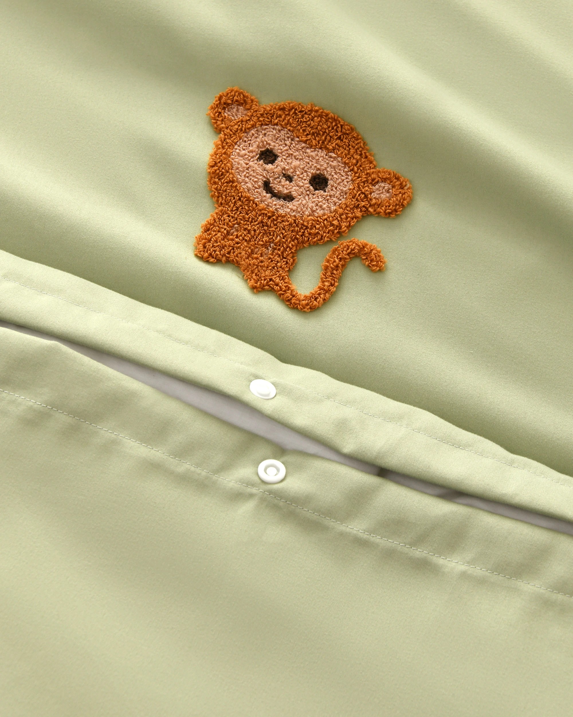 6 Jack & Ava Bongo the Monkey Embroidered Kids Quilt Cover Set - Queen Bed - Green, 6 of 7