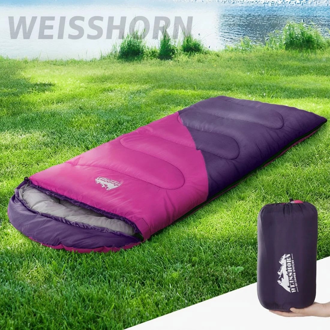 5 Weisshorn Sleeping Bag Kids Single 172cm Thermal Camping Hiking - Pink, 5 of 5