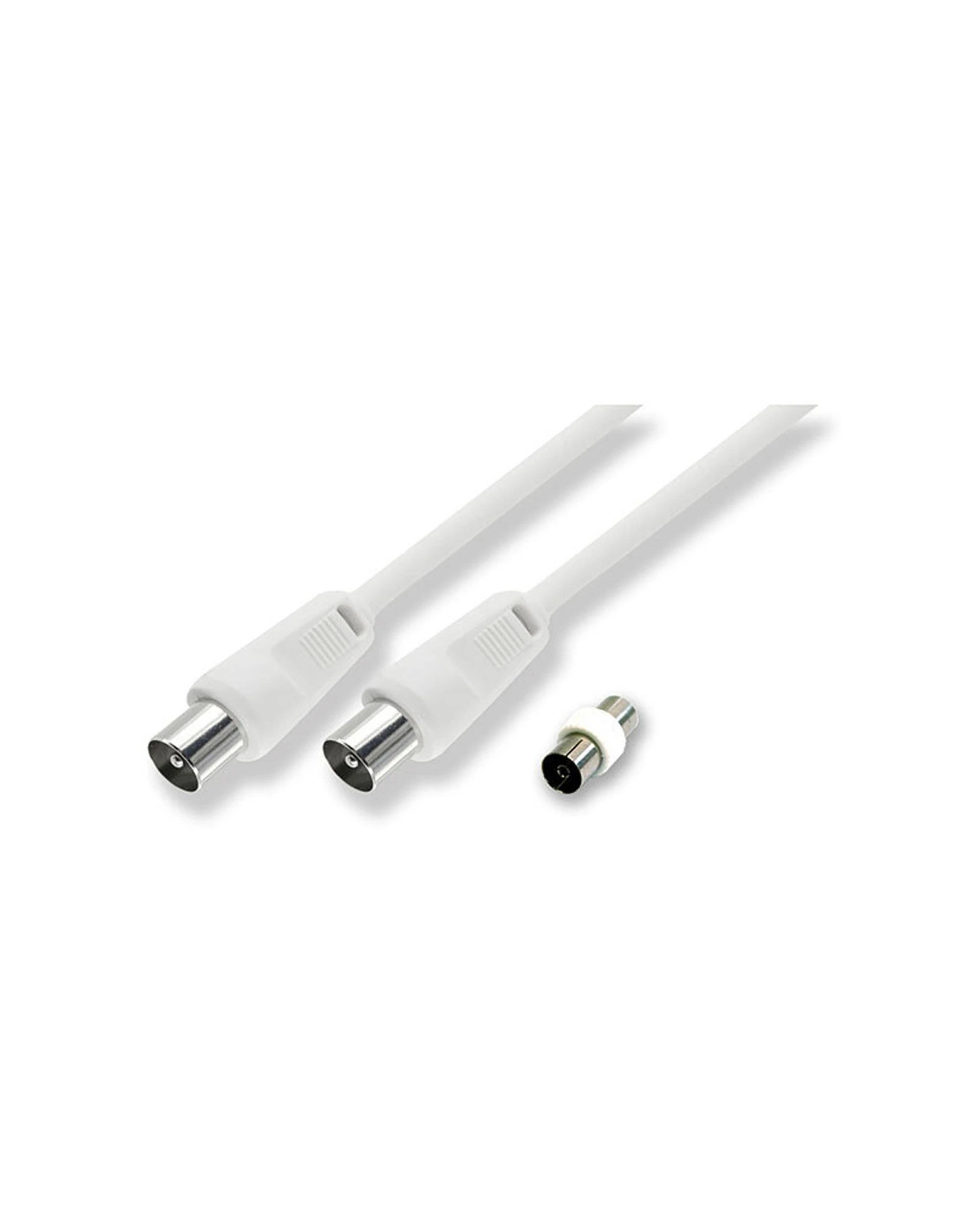 2 5x Sansai 1.5m M to Male Antenna Flylead TV Coaxial Cable with Female Adapptor - White, 2 of 2