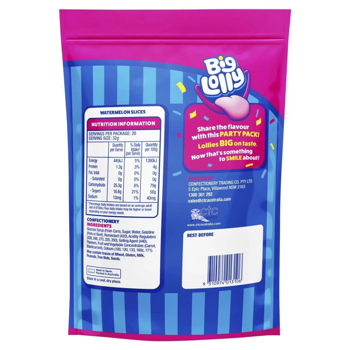 2 20 Pack Big Lolly Watermelon Slices Share Pack 640g, 2 of 2