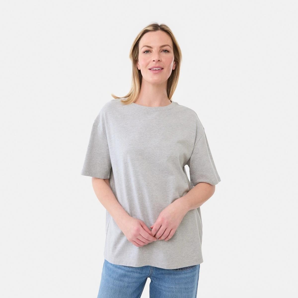 1 Short Sleeve Oversized Boyfriend T-shirt SILVER MARLE, 1 of 5