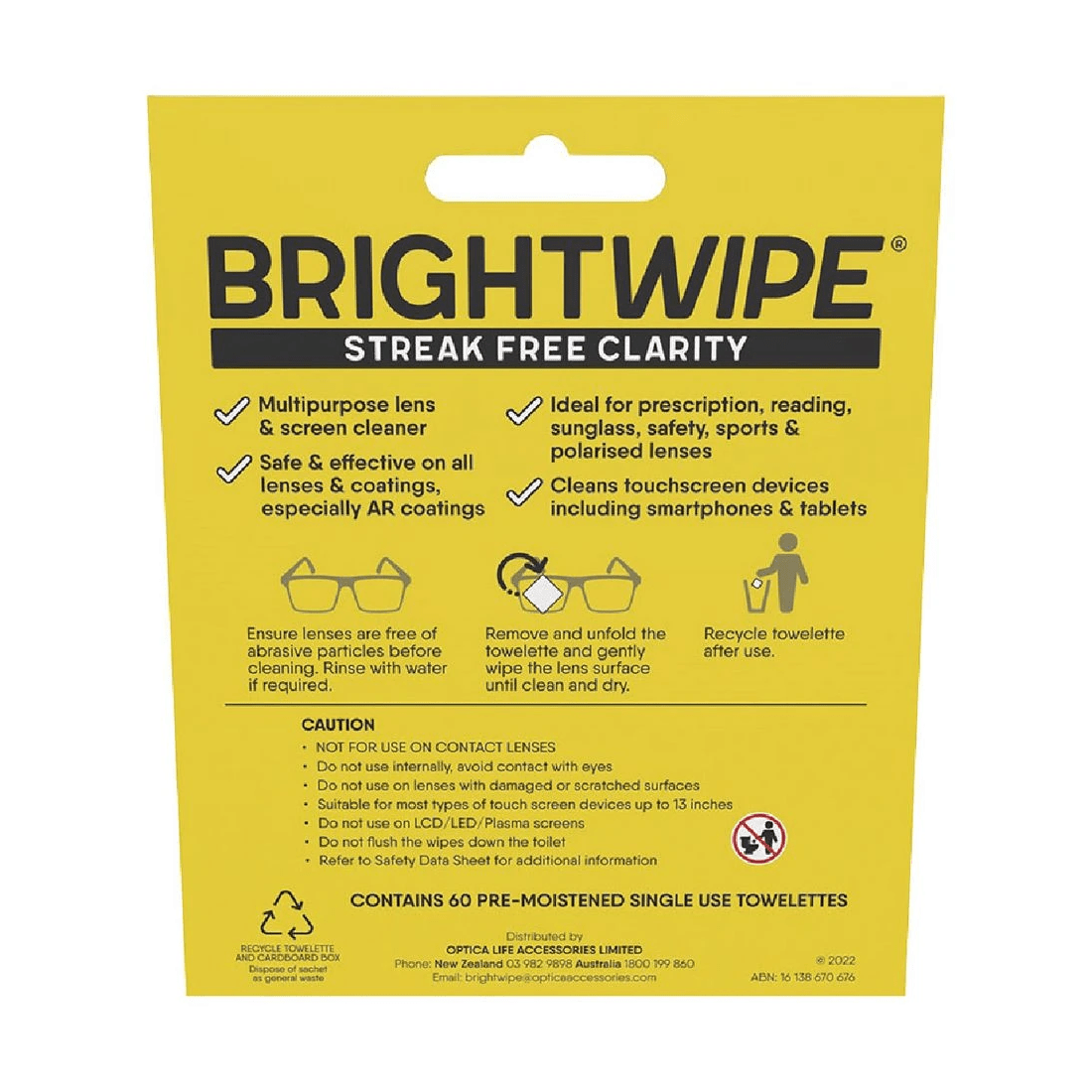 2 Brightwipe Lens Cleaner Wipes 60 Pack, 2 of 4