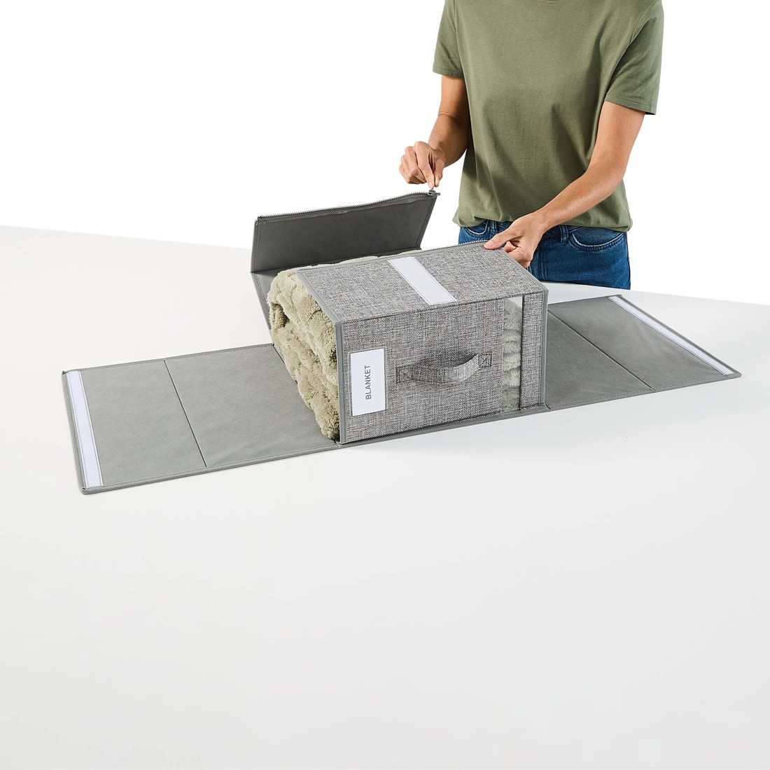 4 Linen Look Large Bed Linen Box - Charcoal, 4 of 10